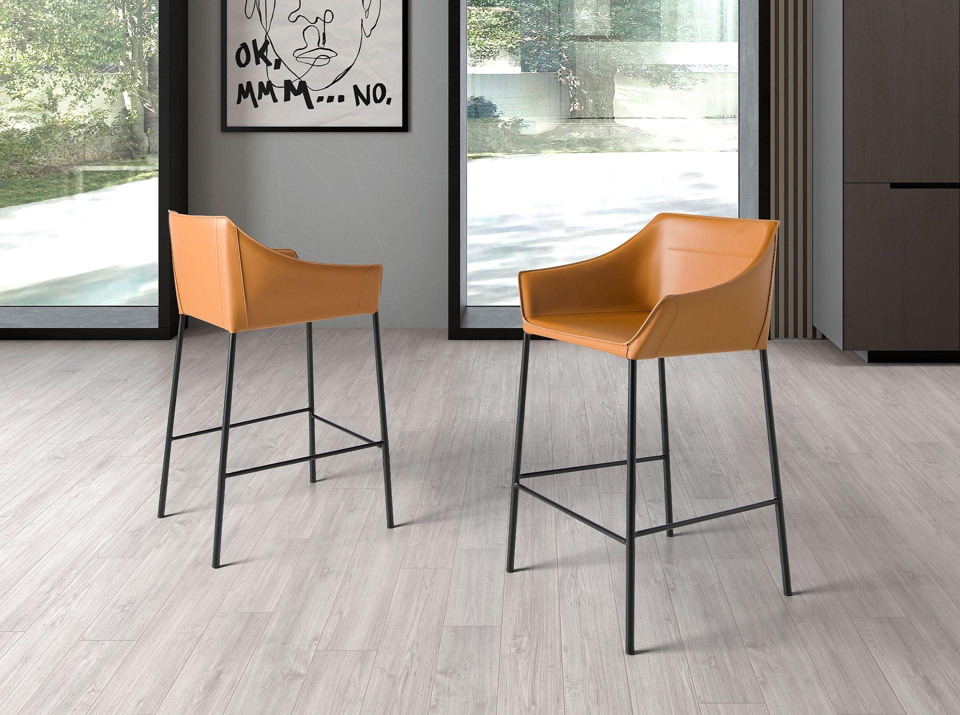 Sgabello da bar in ecopelle marrone 2