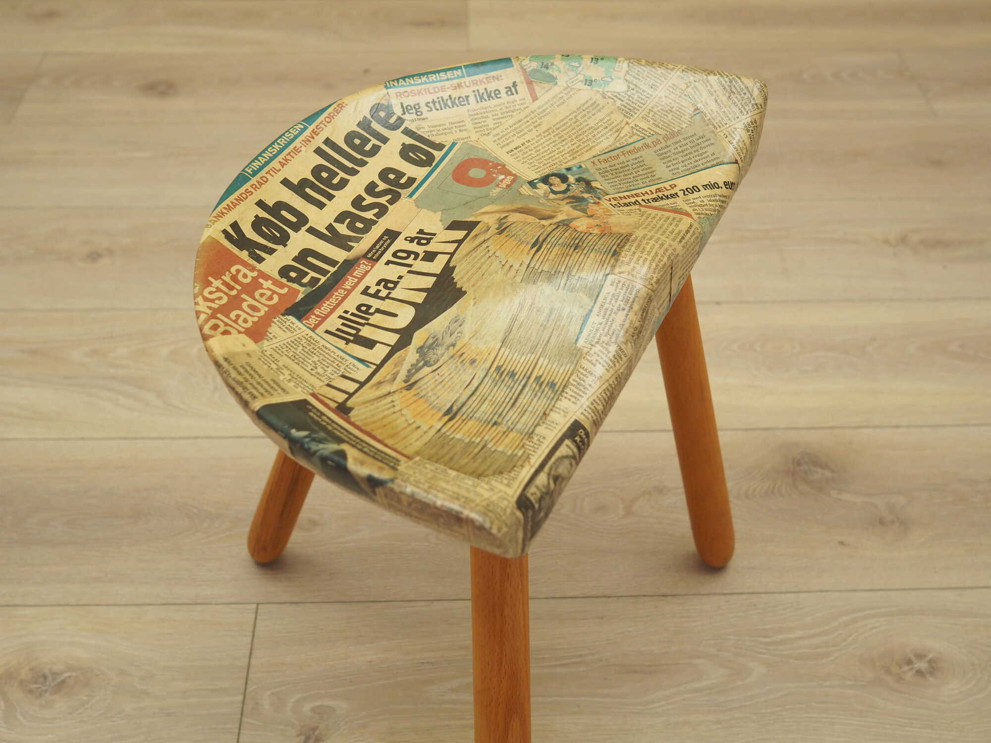 Vintage stool wood brown 1950s 6