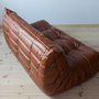 Togo Sofa 3-Sitzer Hochglanzleder Whiskybraun 4