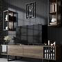 Chrome Line TV-Schrank Holz Walnuss Schwarz 1