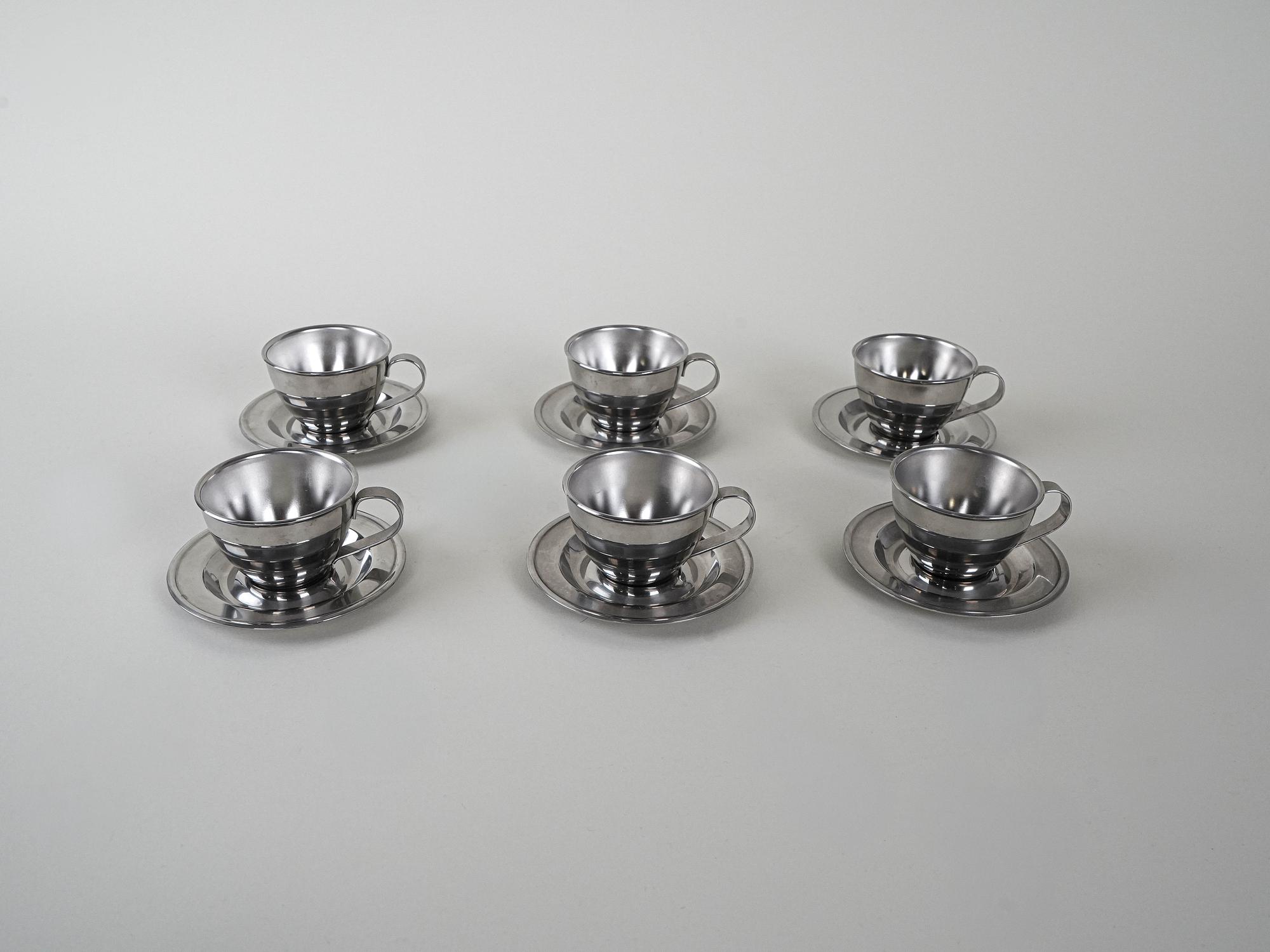 Edelstahlbecher-Set Silber 1980er Jahre 4