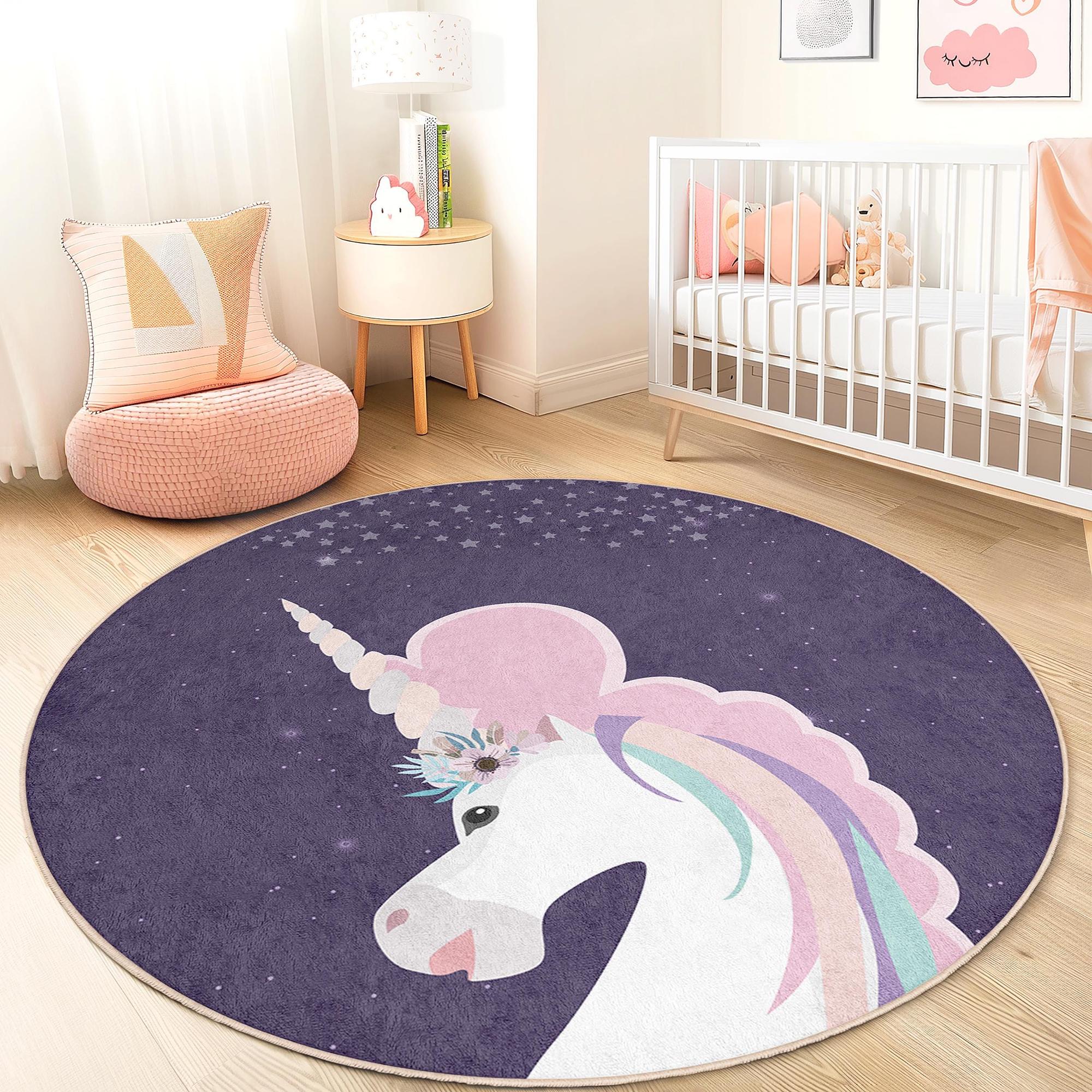 Tappeto per bambini Unicorno Magico Multicolore ⌀120cm 1