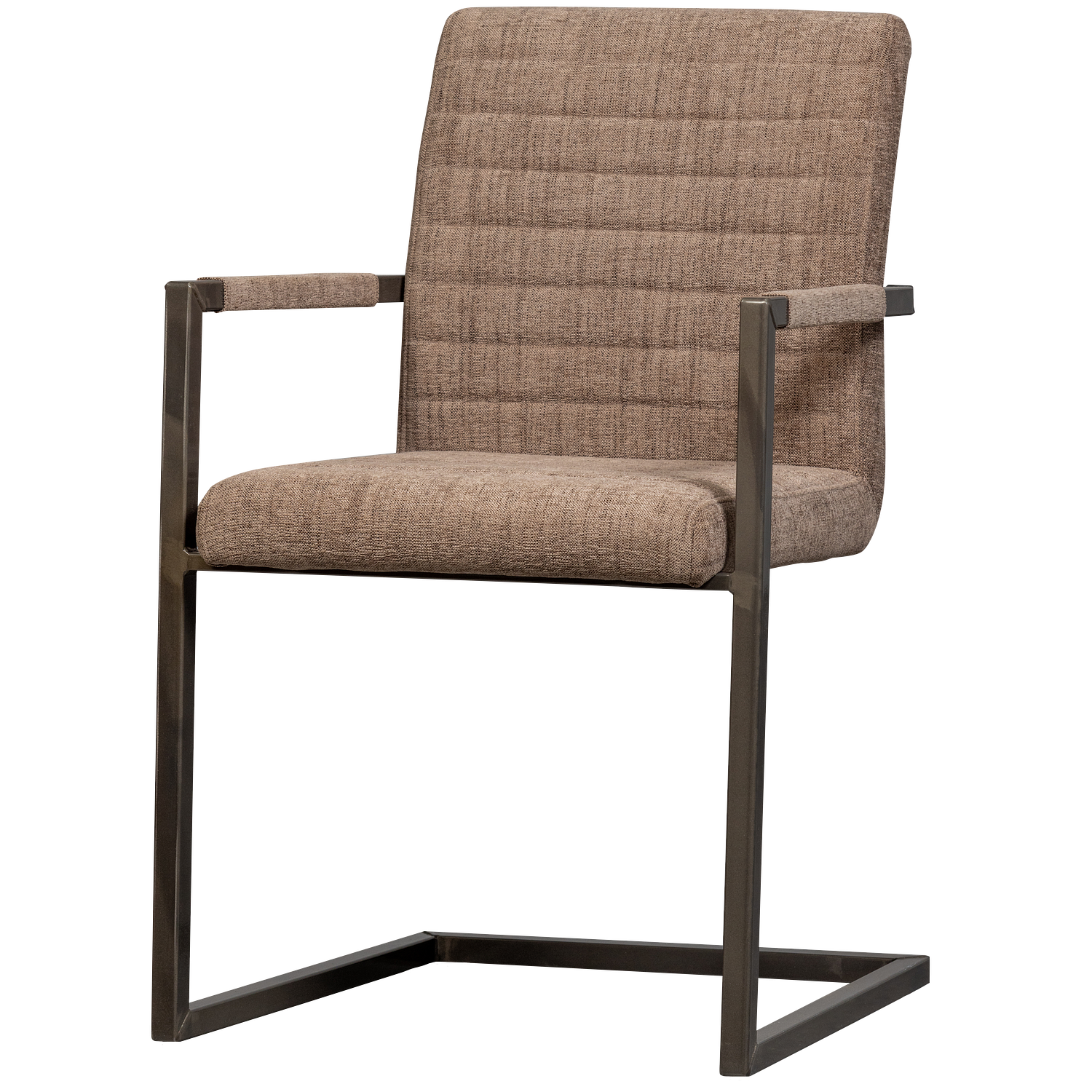 2x Oak Dining Chair Textile Brown 0