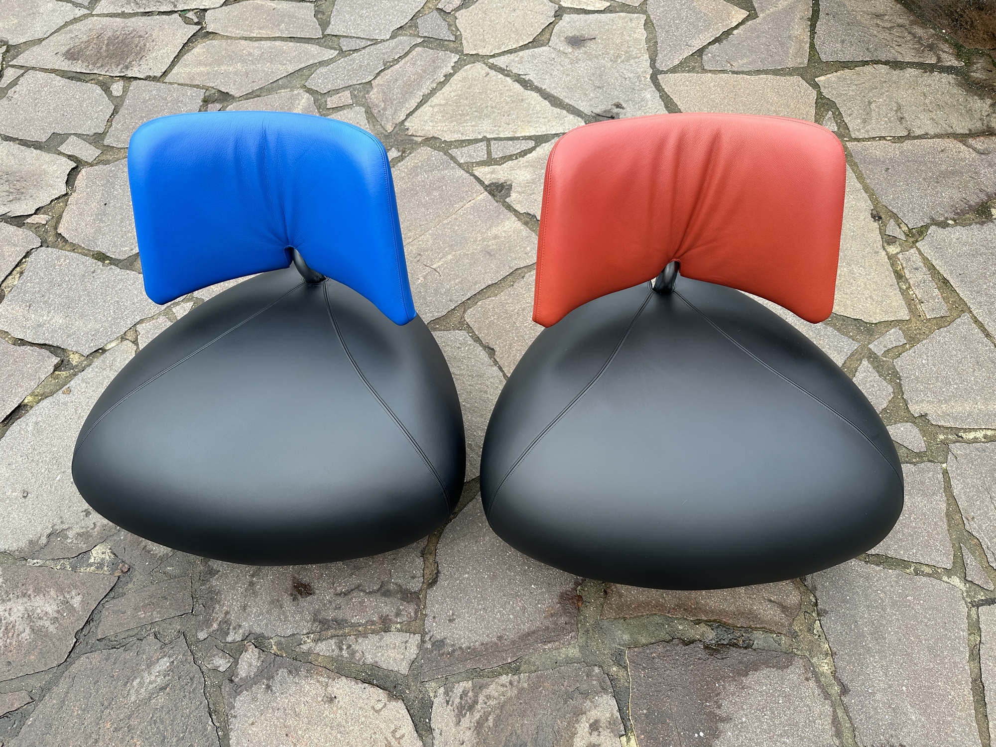 2x Pallone Sessel Leder Chrom Schwarz 0