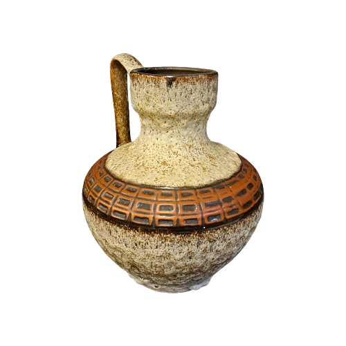 Vintage ceramic vase brown white black 0