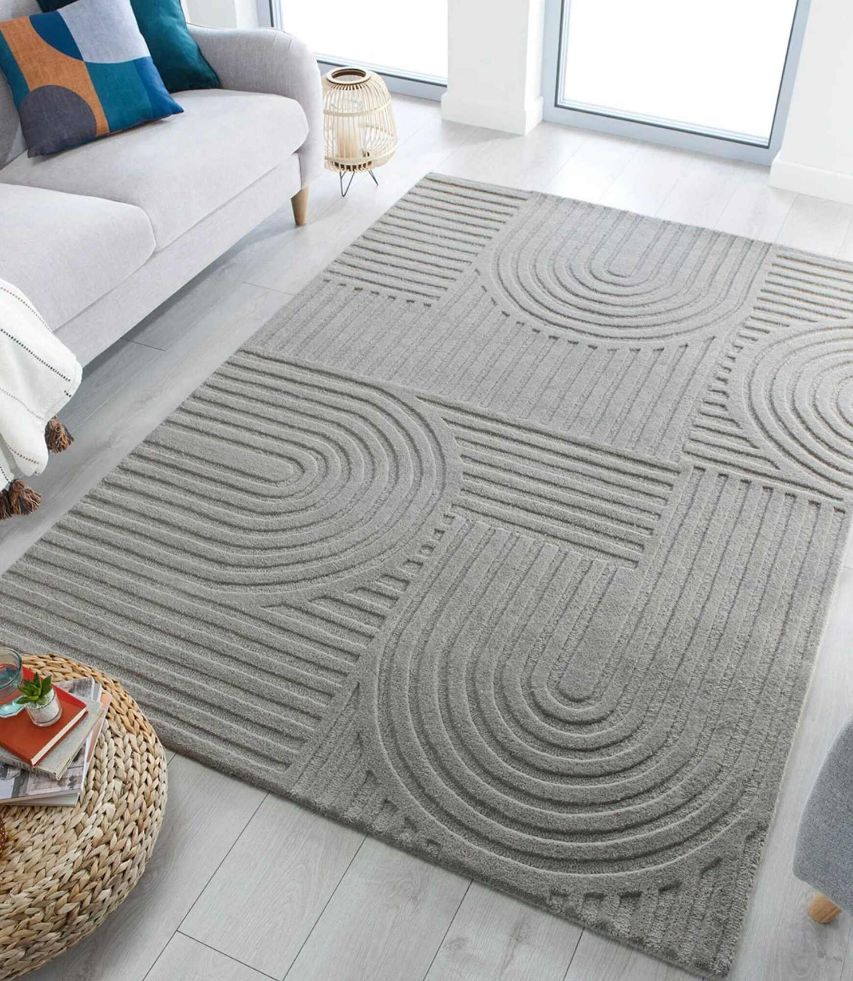 Wollteppich im Zen-Garten Design Beige 170x120 4
