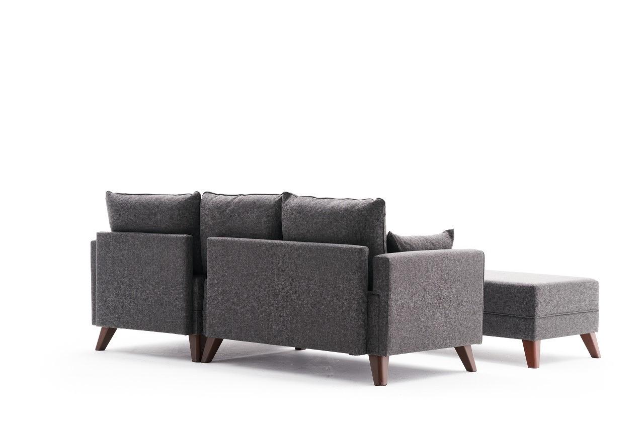 Bella Sofa Récamiere Rechts mit Hocker Anthrazit 6