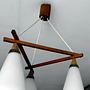 Wand- und Pendelleuchte-Set Teakholz Opalglas 7