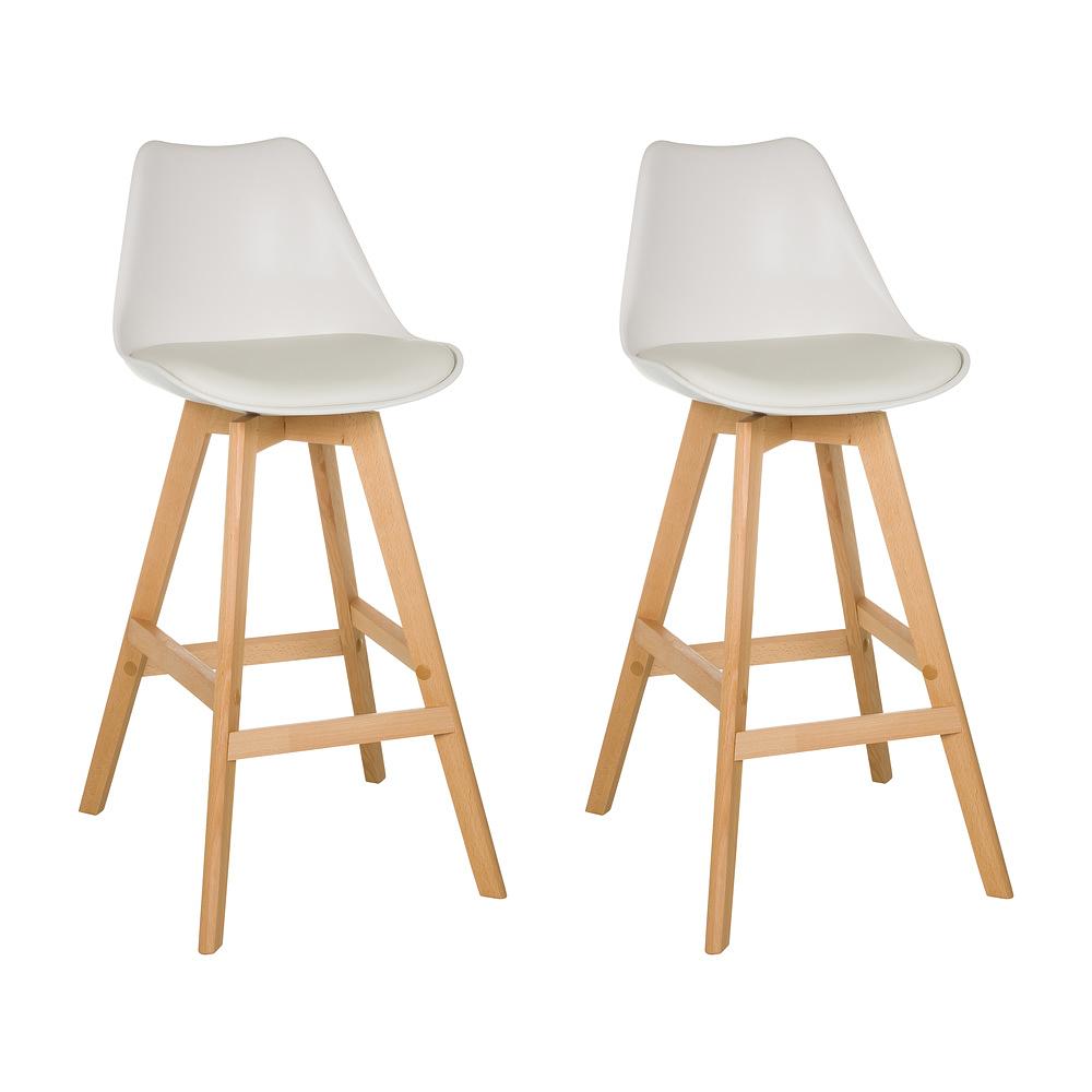 2x SCANDI HIGH Hocker Kunstleder Weiß 0