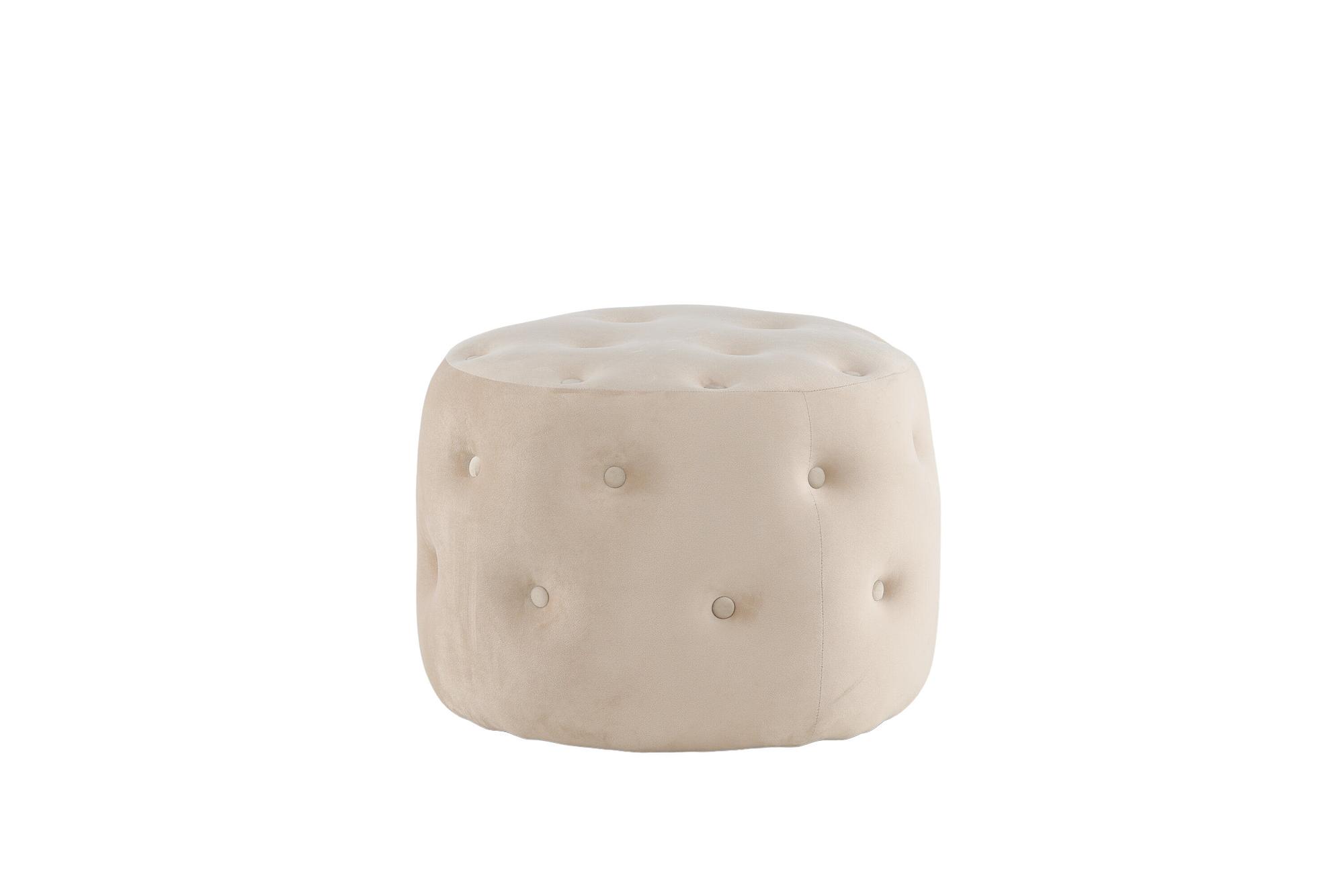 Benjamin Pouf Samt Beige Ø55cm 7