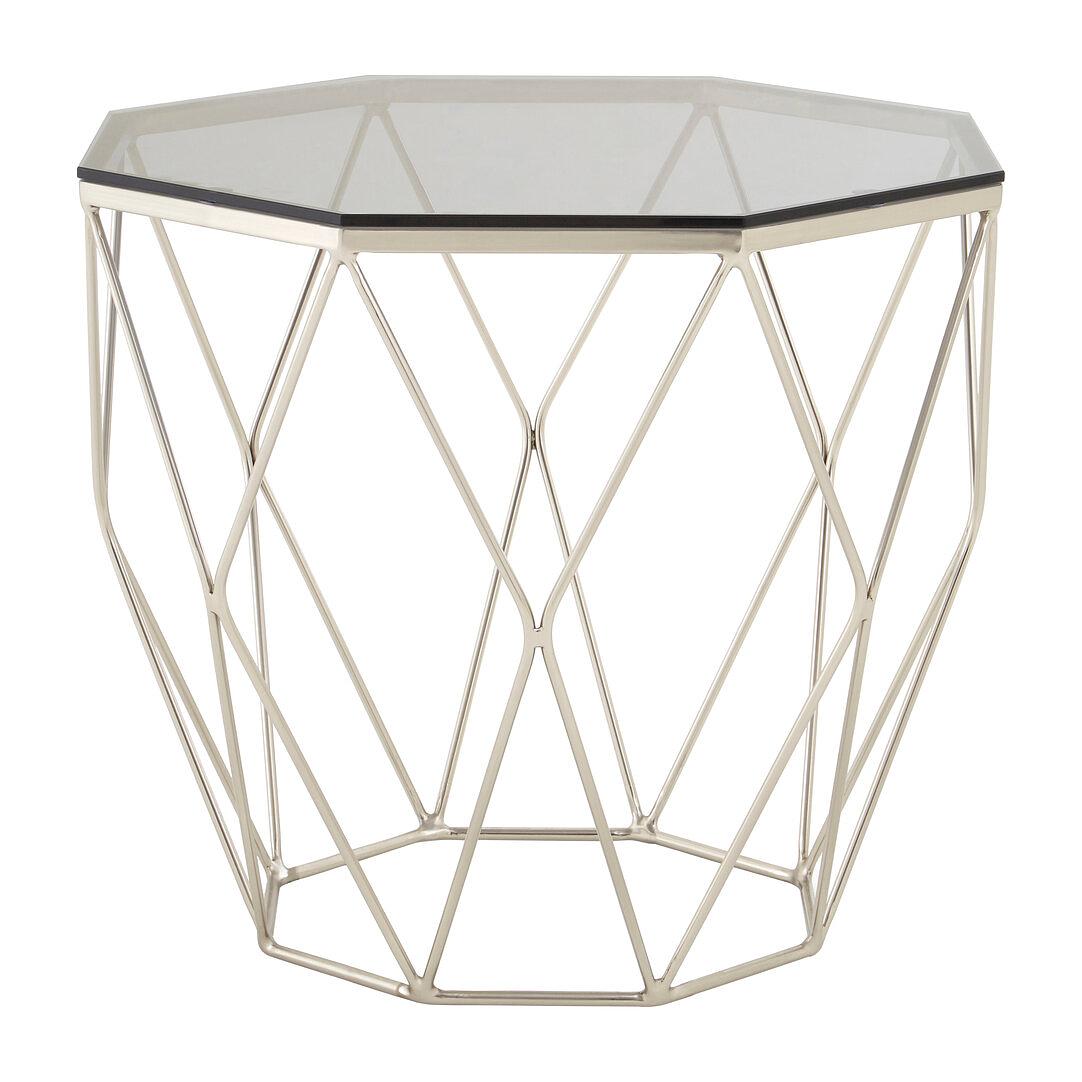 Allure Tempered Glass und Chrome Sechseck Beistelltisch
 0