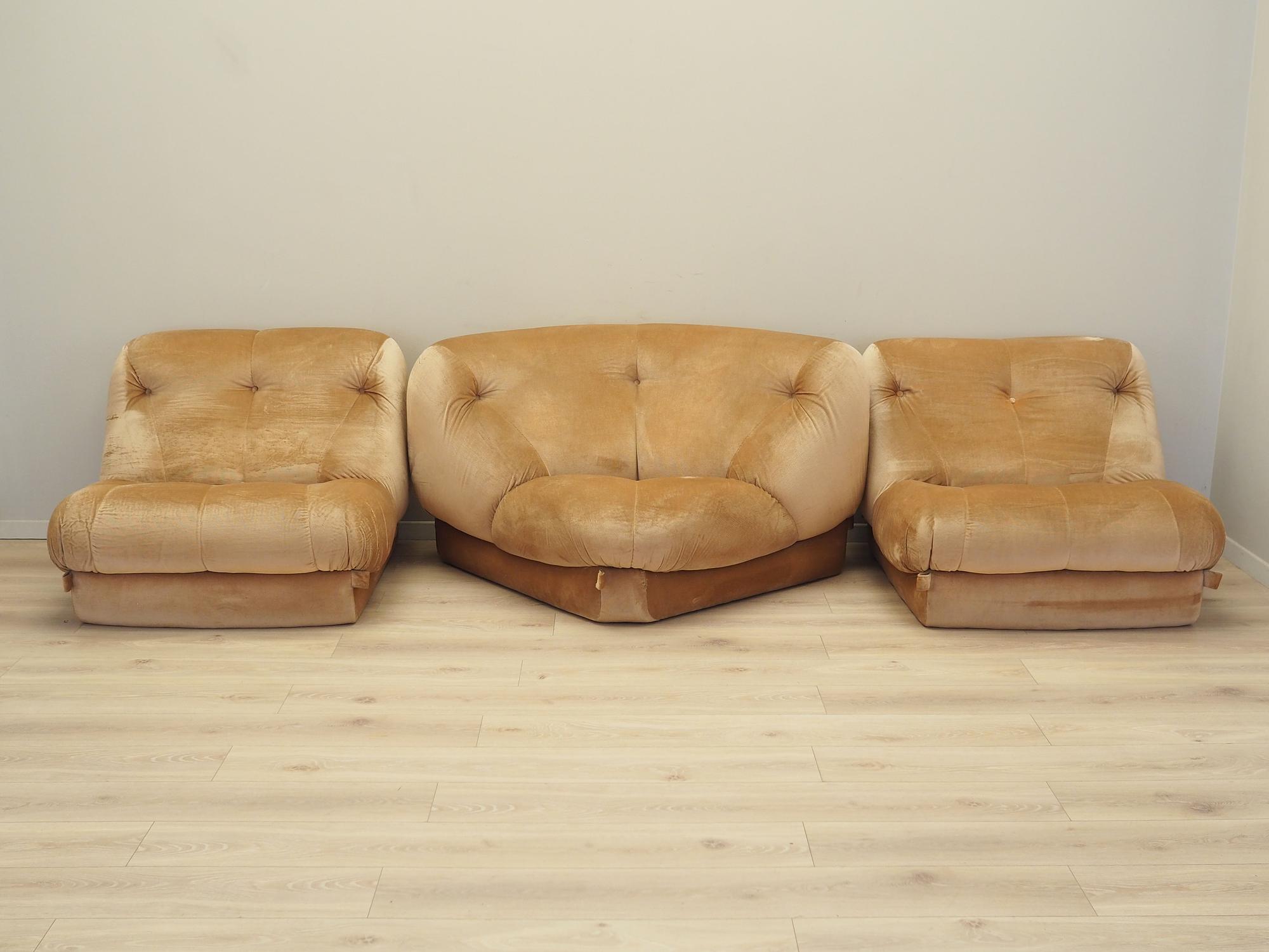Modular corner sofa velvet 1960s 4