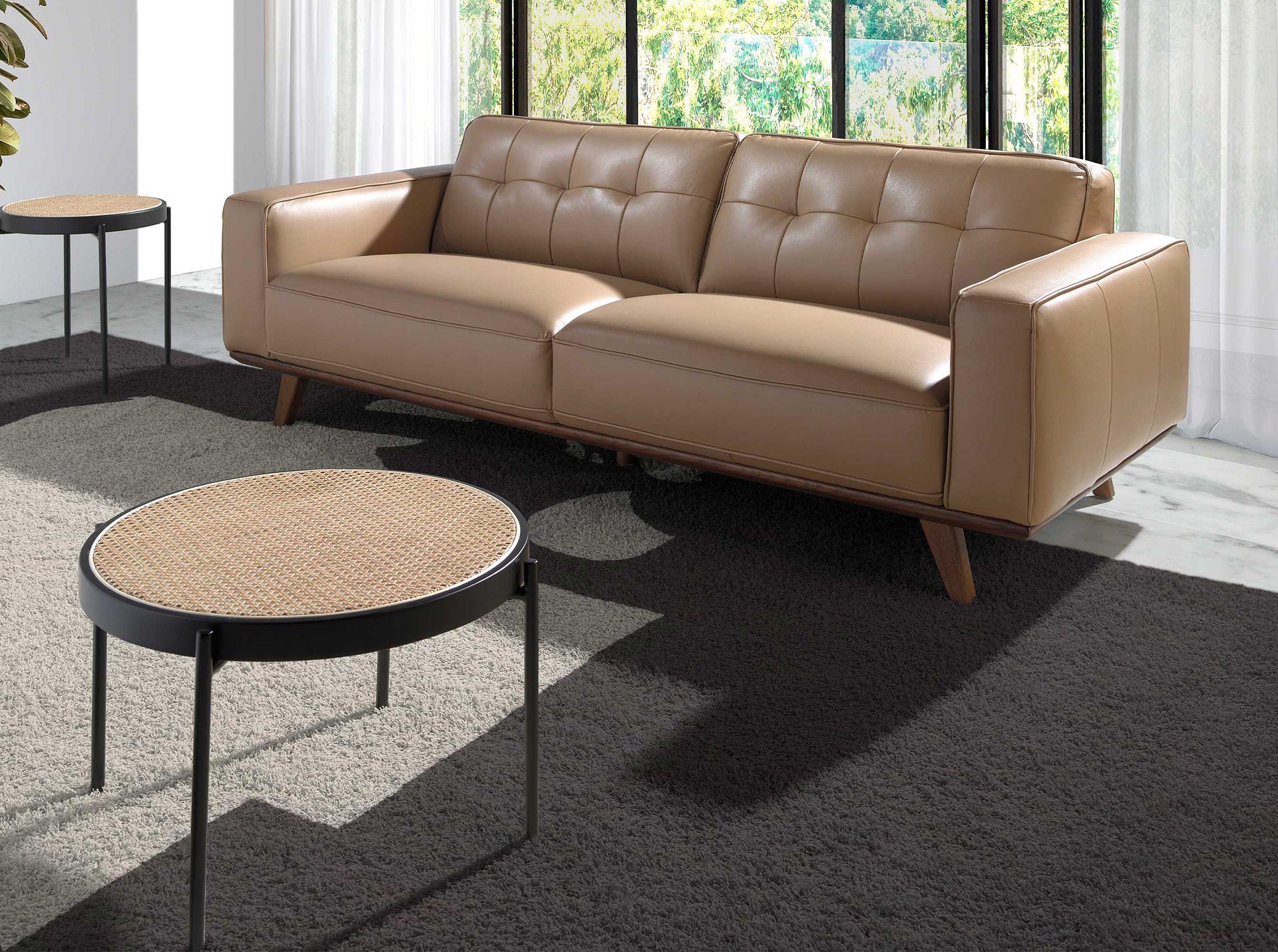 2111 Couchtisch Rattan Edelstahl Braun 1