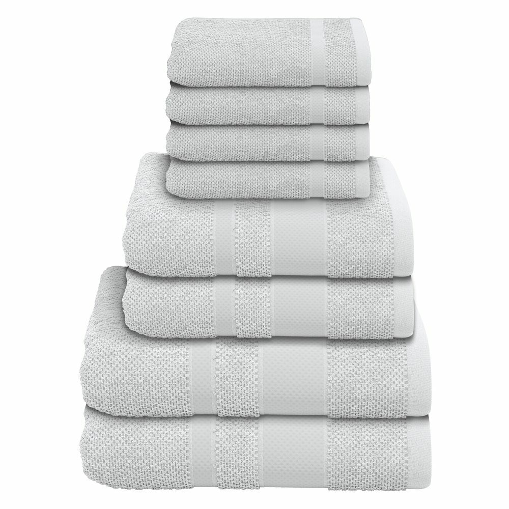 8-tlg. Handtuch-Set Baumwolle Hellgrau Öko-Tex Standard 100 0