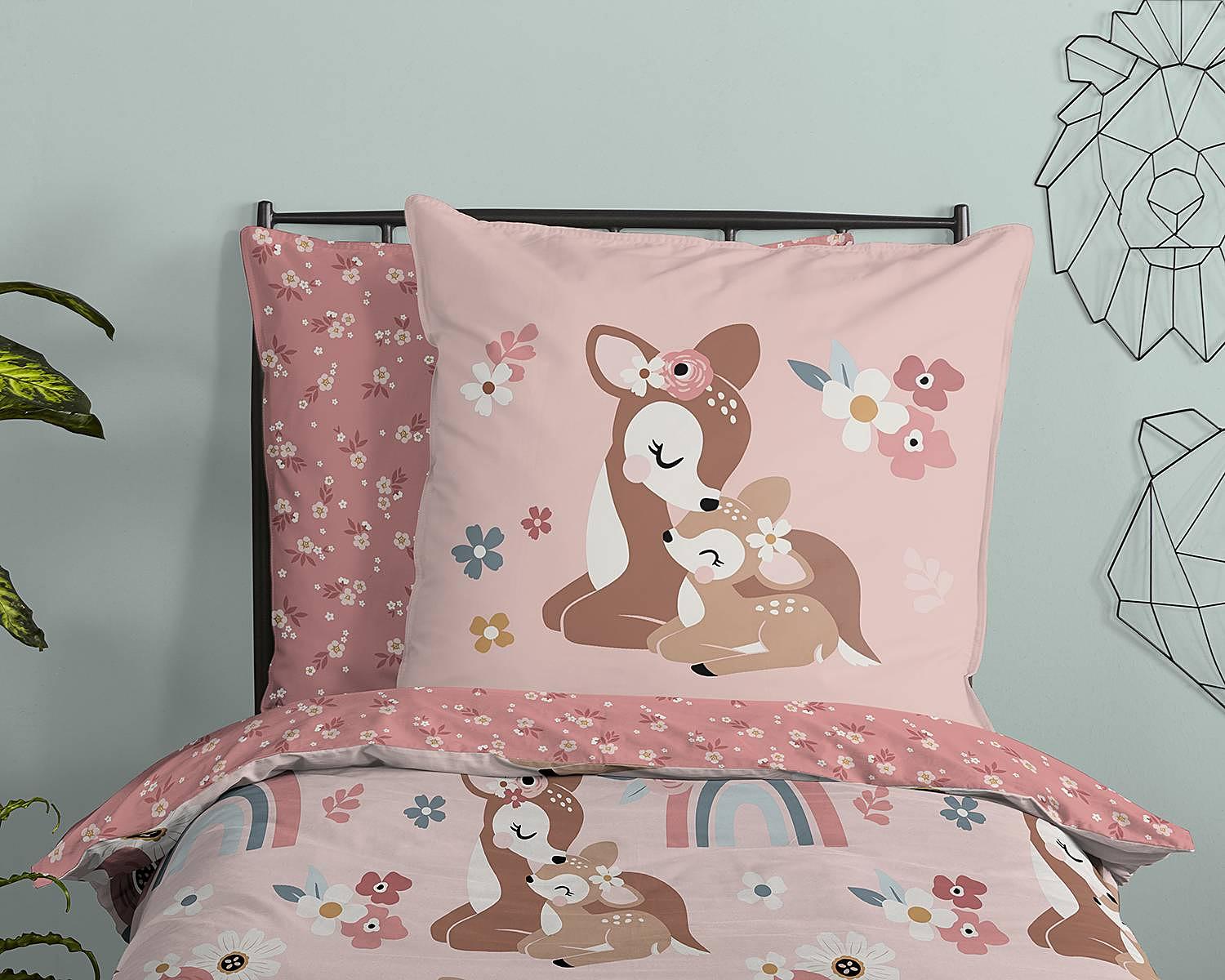 Fawn Crib Bedding Pillow Cotton Pink 3