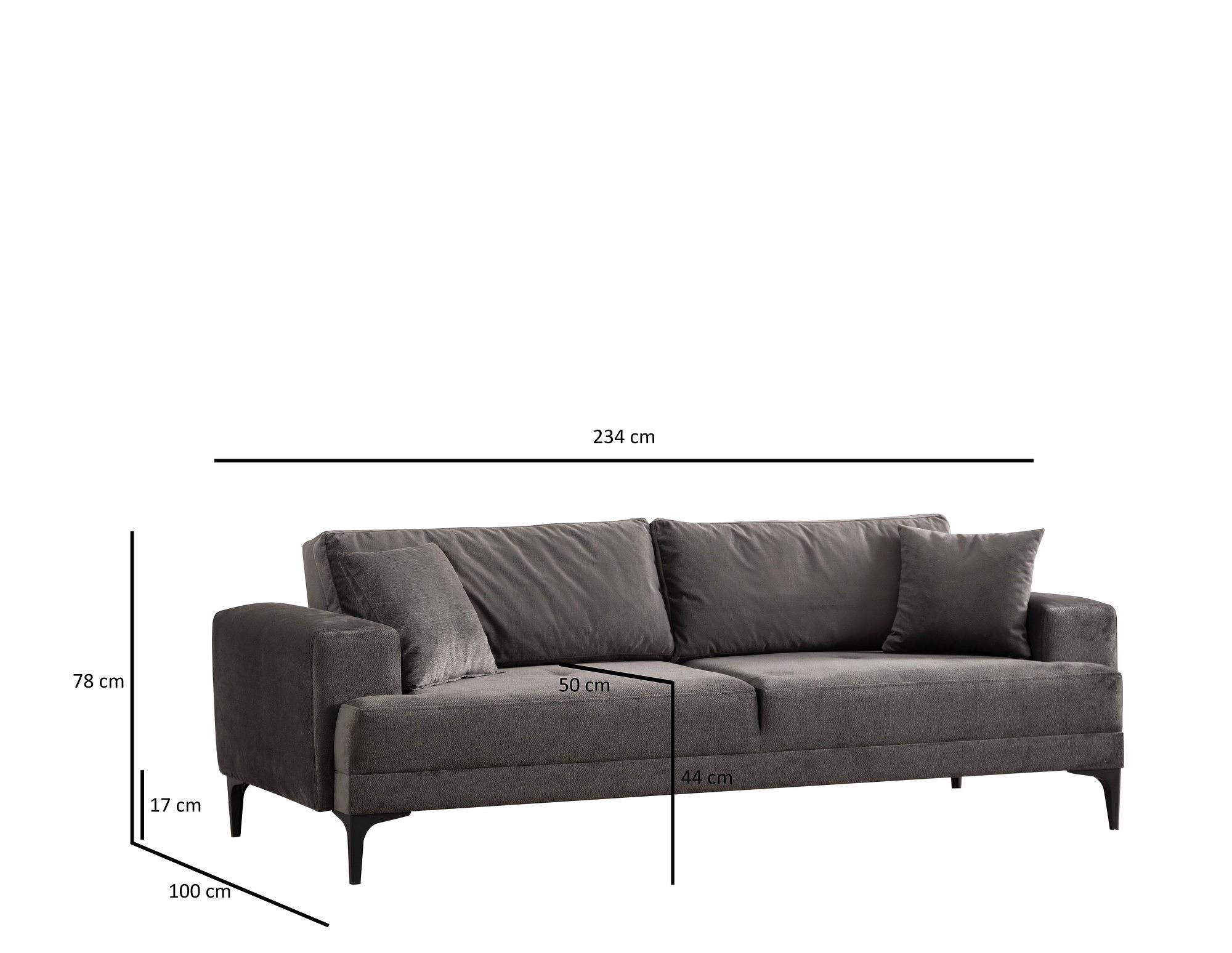 Astana 3-Sitzer Sofa Schwarzgrau 7