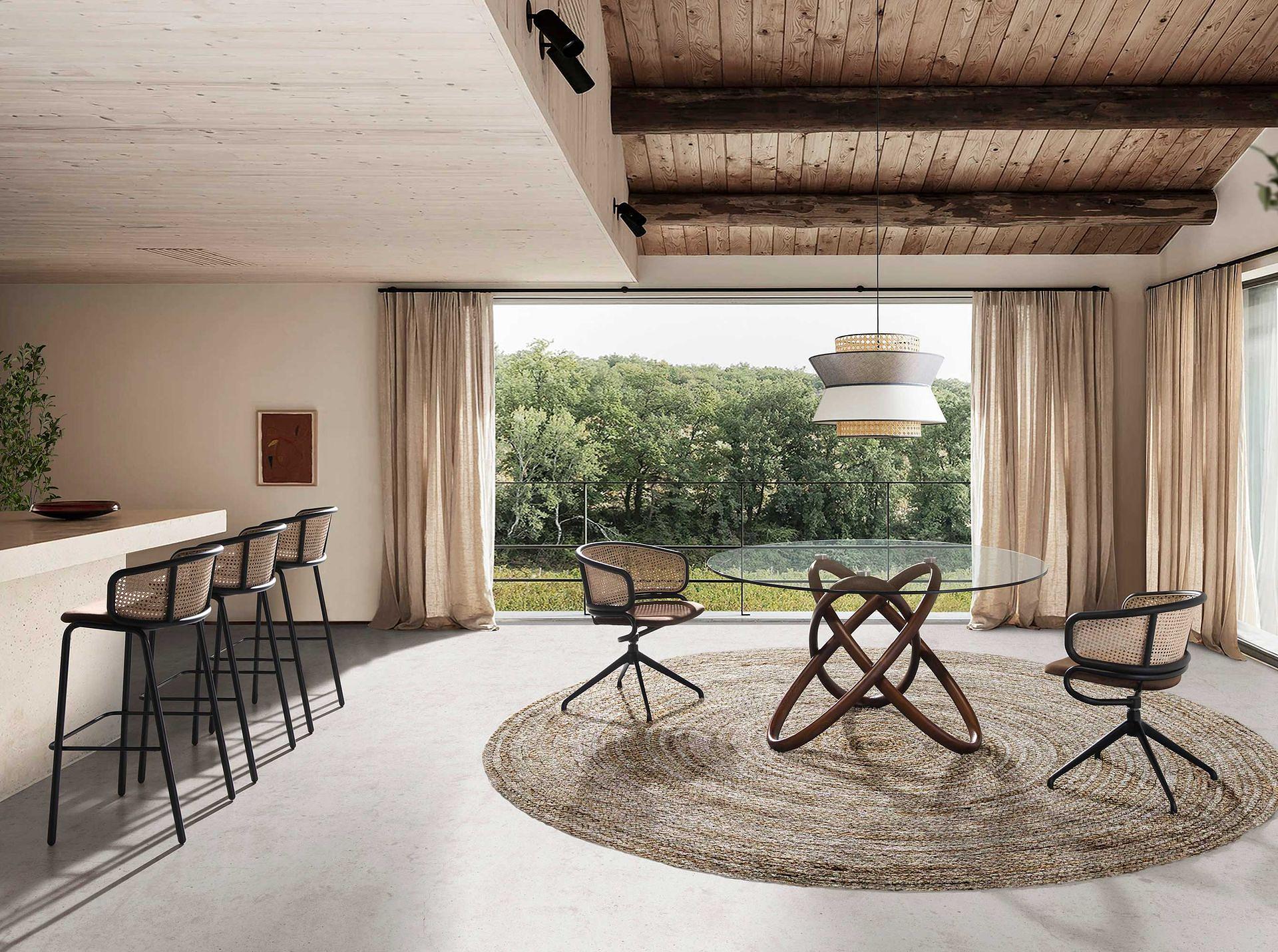 Bar stool Rattan velvet 3