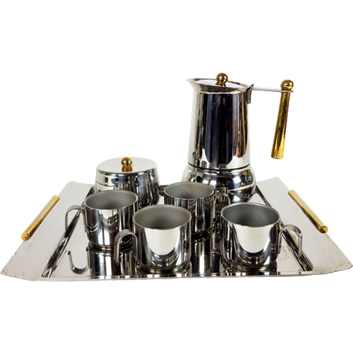Vintage Espresso-Set Edelstahl Silber 0
