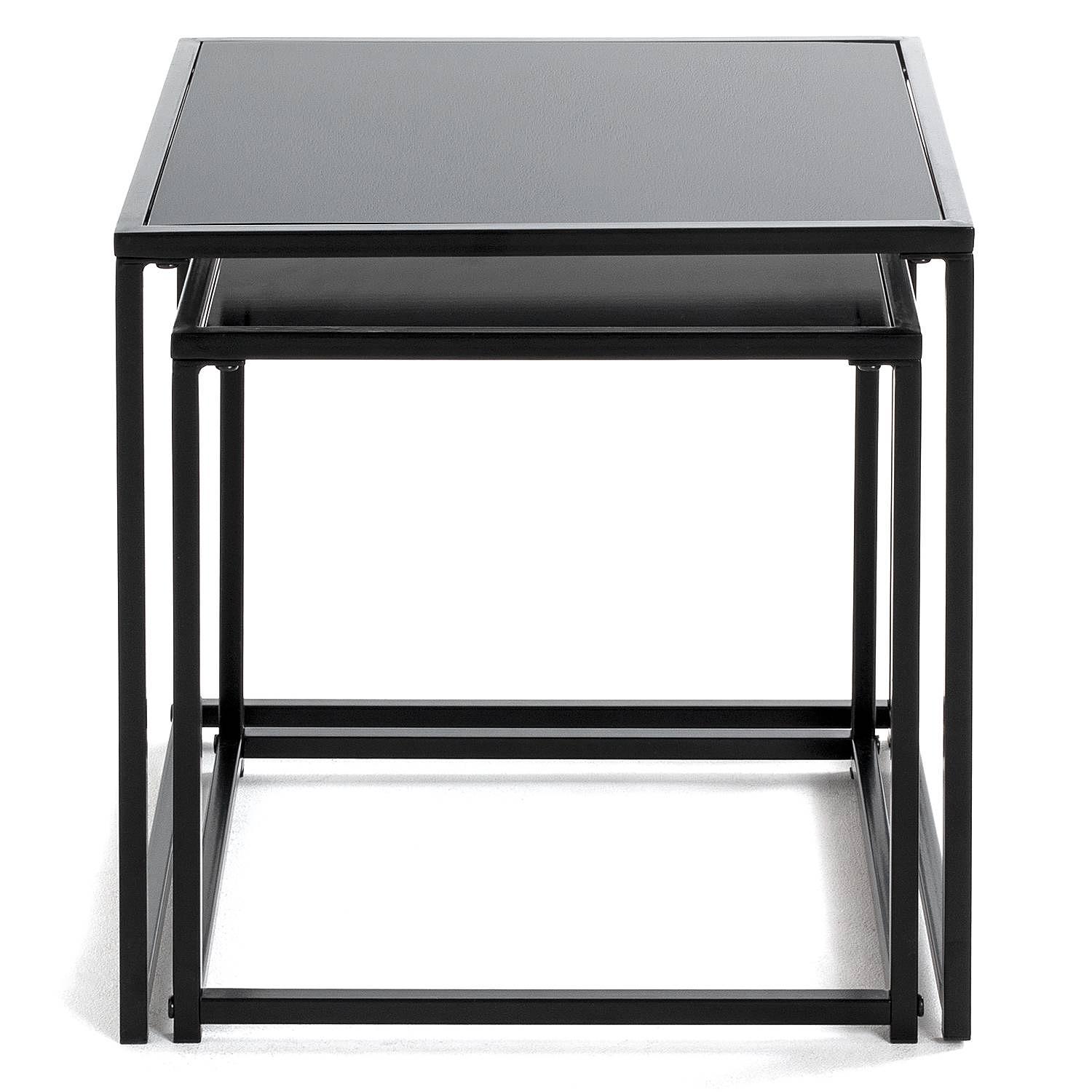 2x Cerney Beistelltisch-Set Glas Metall Schwarz 2