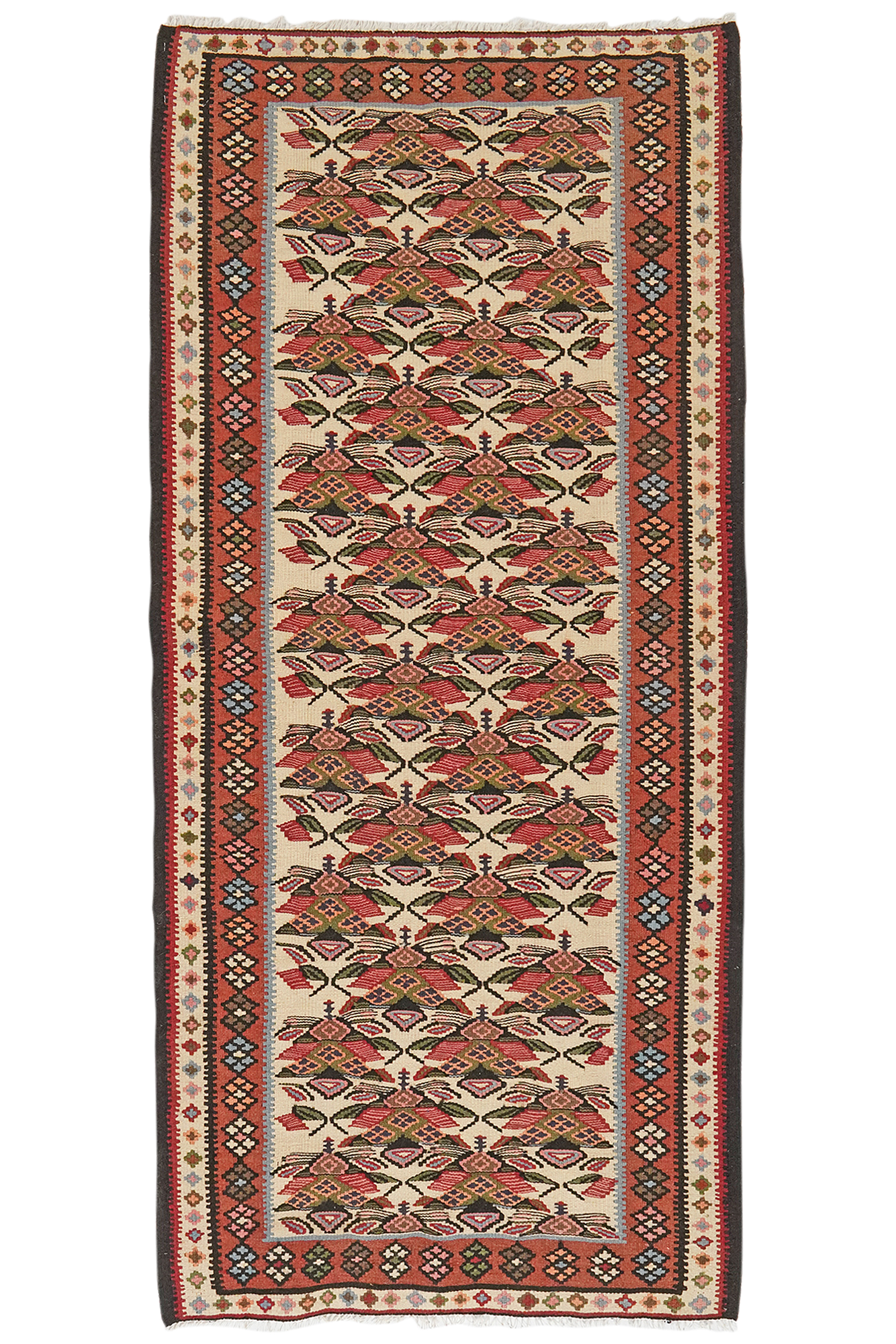 Kilim Senneh Teppich Braun 0