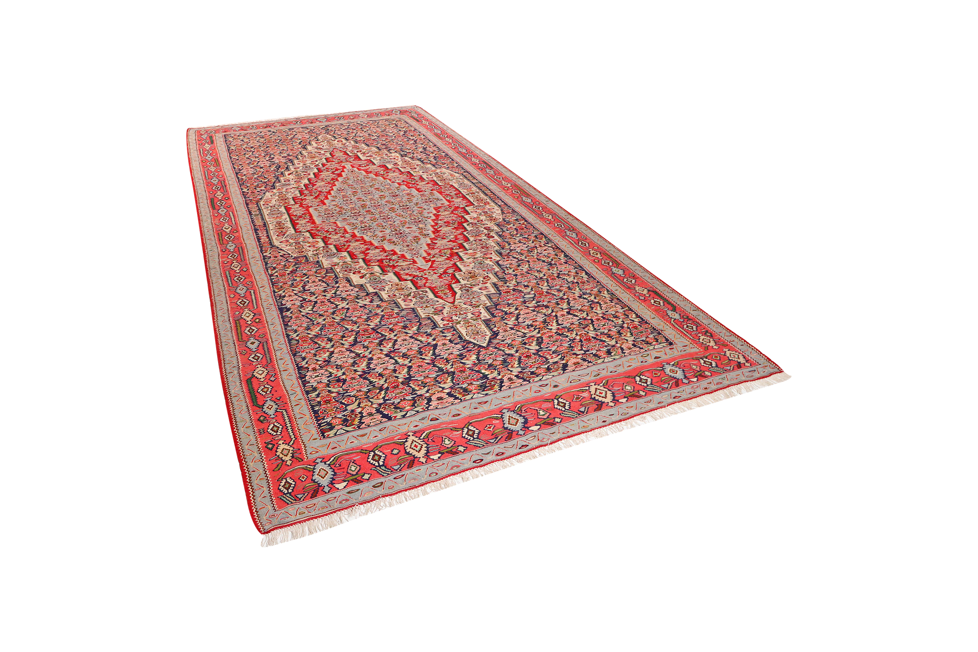 Kilim Senneh Teppich Braun Rot 3