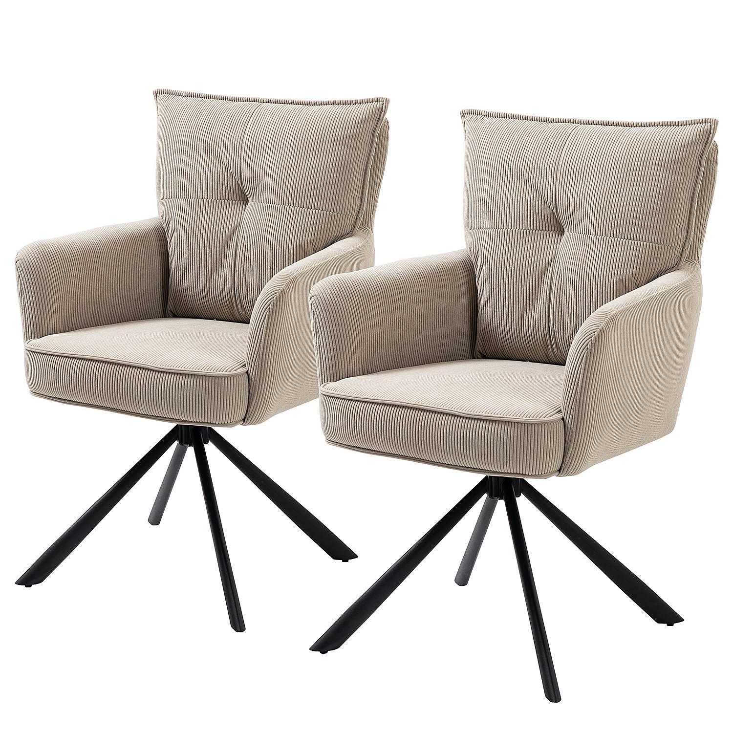 2x Drehbarer Armlehnenstuhl DIDRIP Cord Cappuccino 0