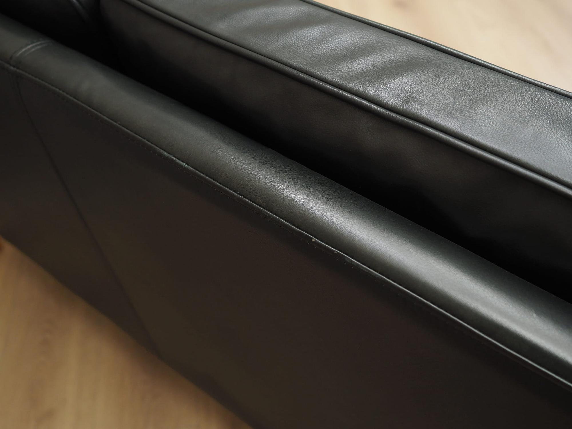 Sofa Leather Black 1970s 12