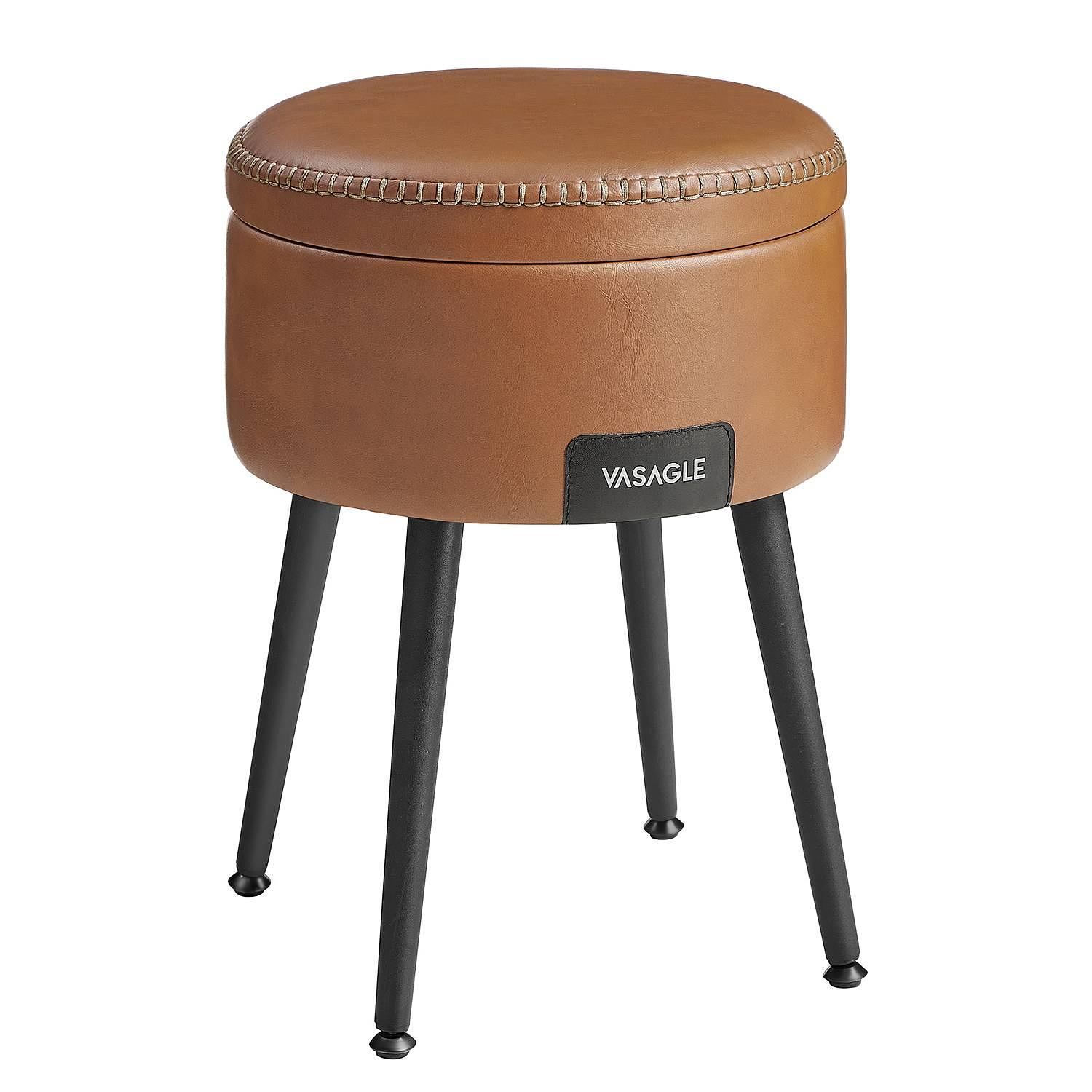 Mangelo Polsterhocker Mit Stauraum Cognac Schwarz 1