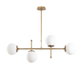 Pendant lamp 4 glass spheres metal gold 3