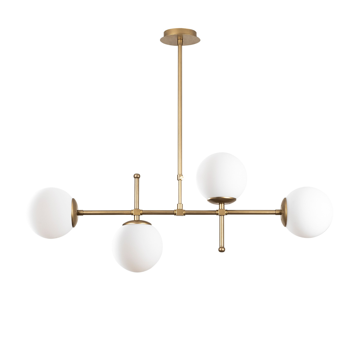 Pendant lamp 4 glass spheres metal gold 3