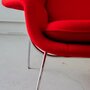 2x Vintage Eero Saarinen Womb Chair Sessel Wolle Stahl Rot 8