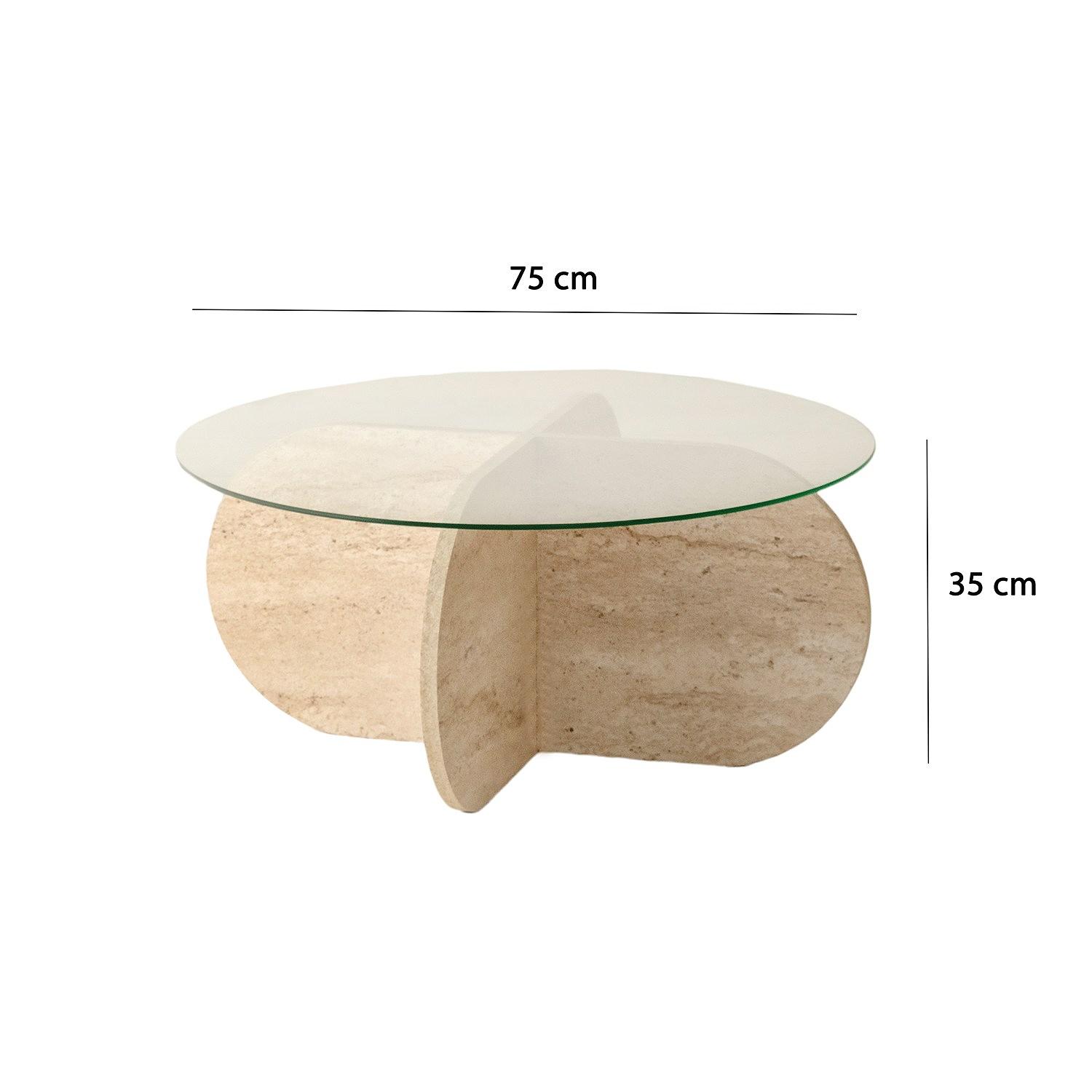 Bubble Couchtisch Sicherheitsglas Steinoptik Ø 75cm 9