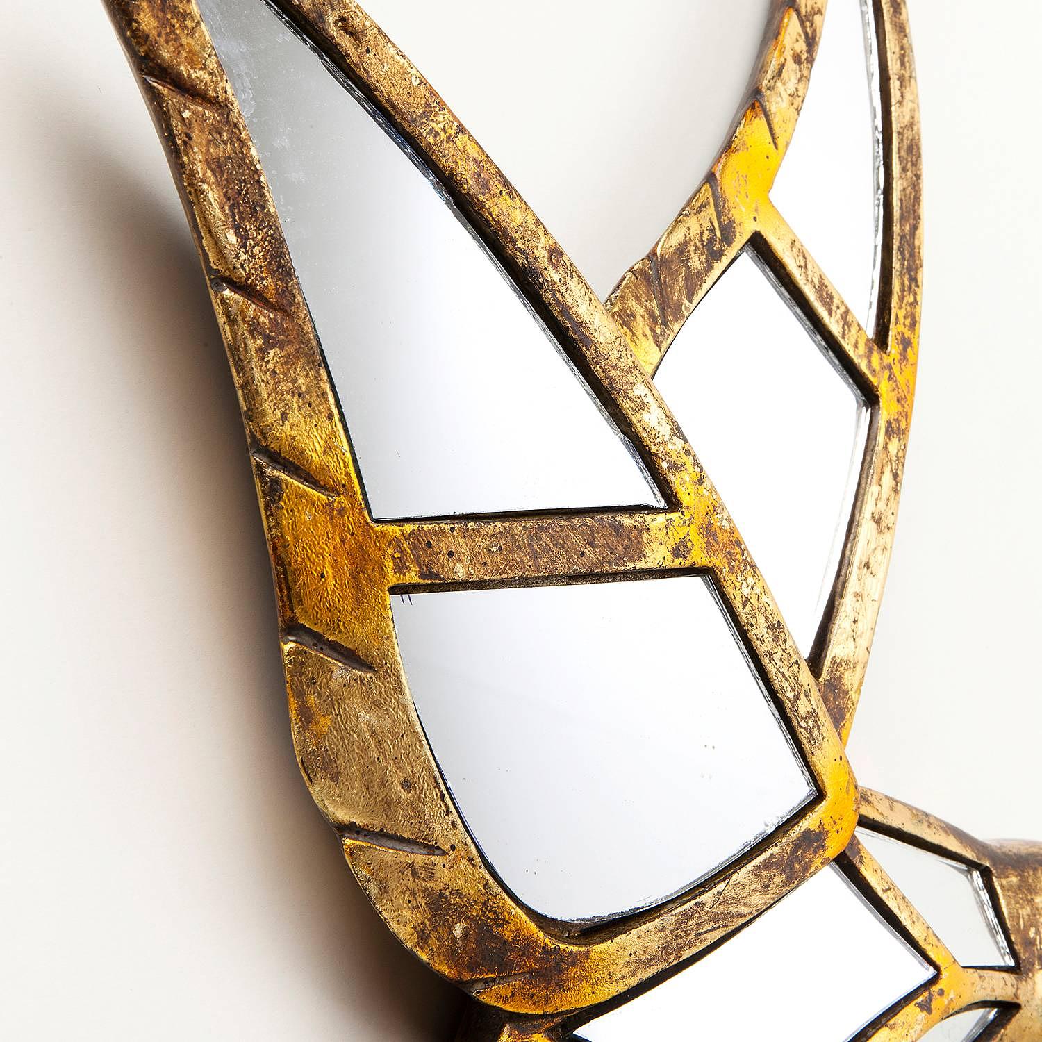 Hummingbird Wall Decoration Mirror Gold Glass Stone 2