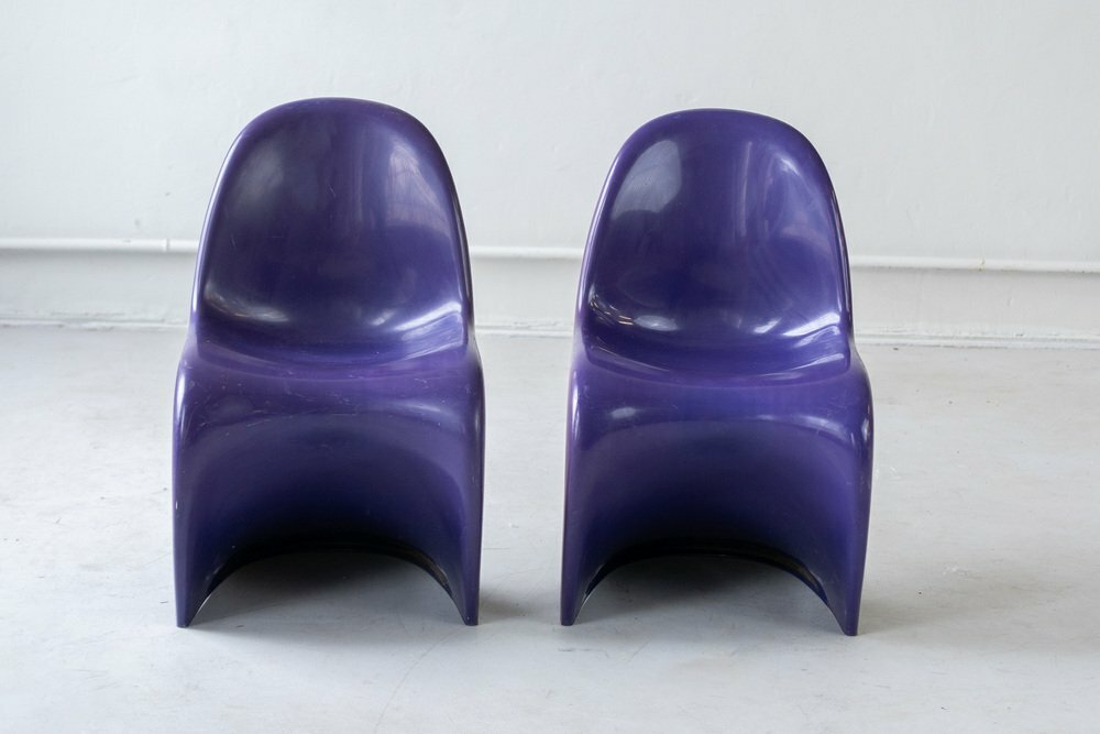 5x Vintage Verner Panton Stuhl Kunststoff Violett 2