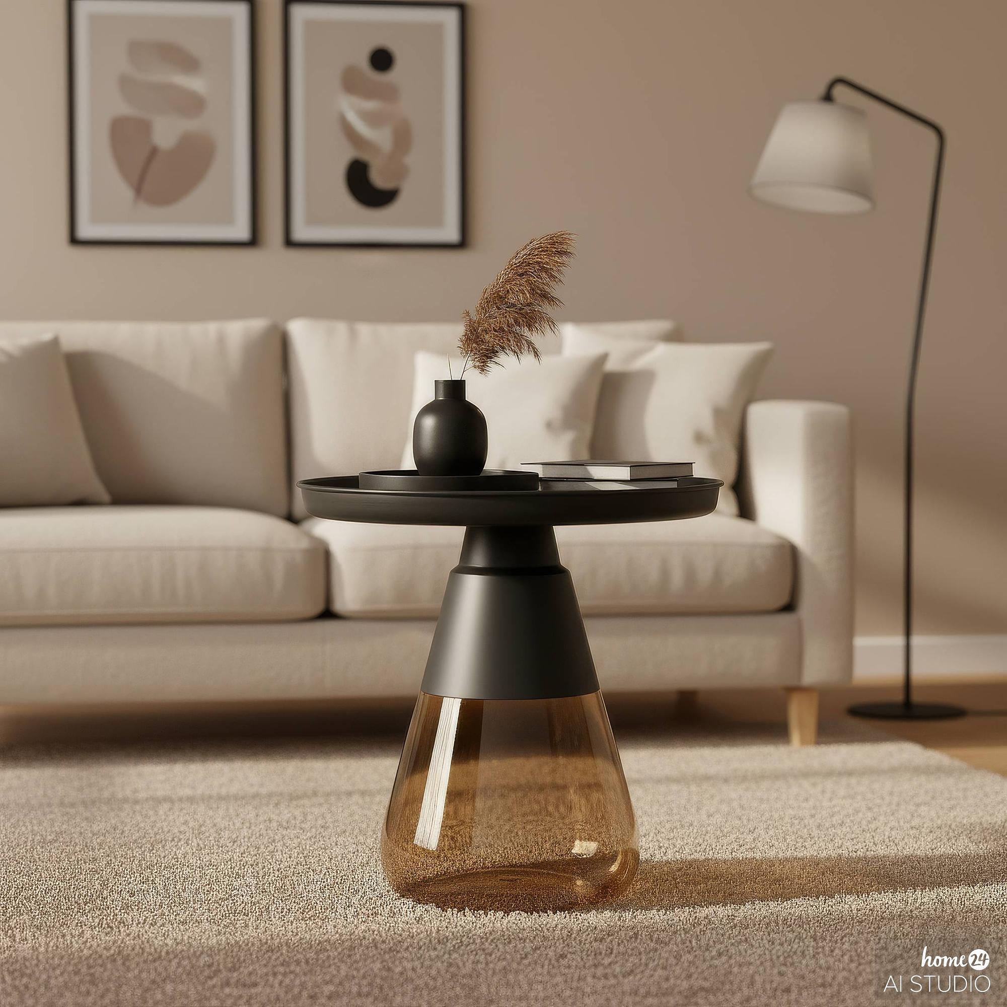 Coffee Table Caviatta Glass Metal Black 53x53cm 4
