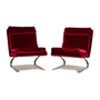 2x Sinus Sessel Garnitur Stoff Rot Vintage 0