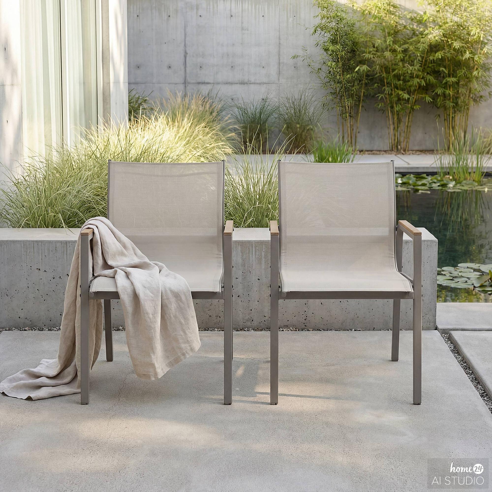 Garden Chair Alora Set of 2 Steel Olefin Taupe 2