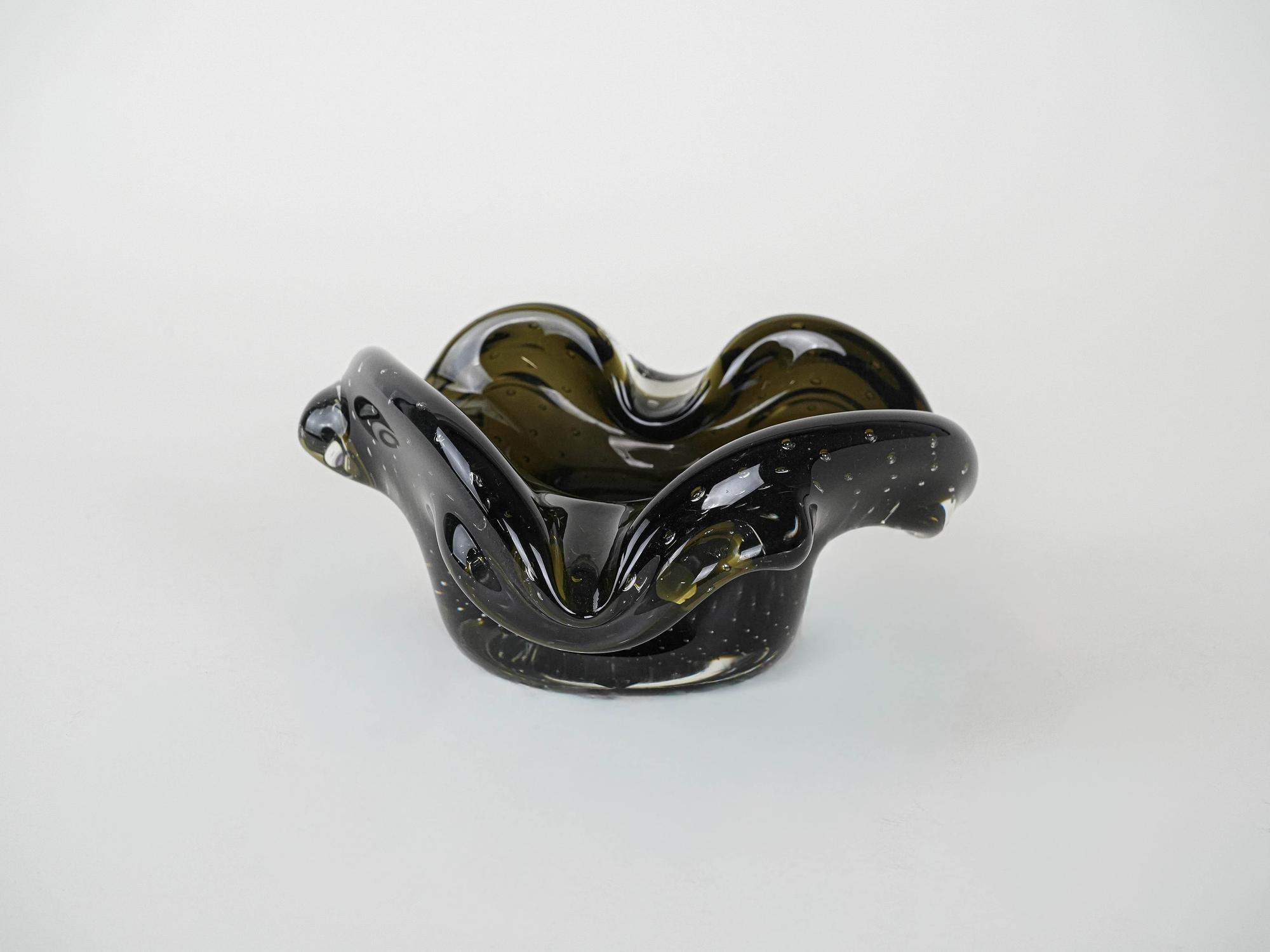 Platte Muranoglas Grün 1960er Jahre 3