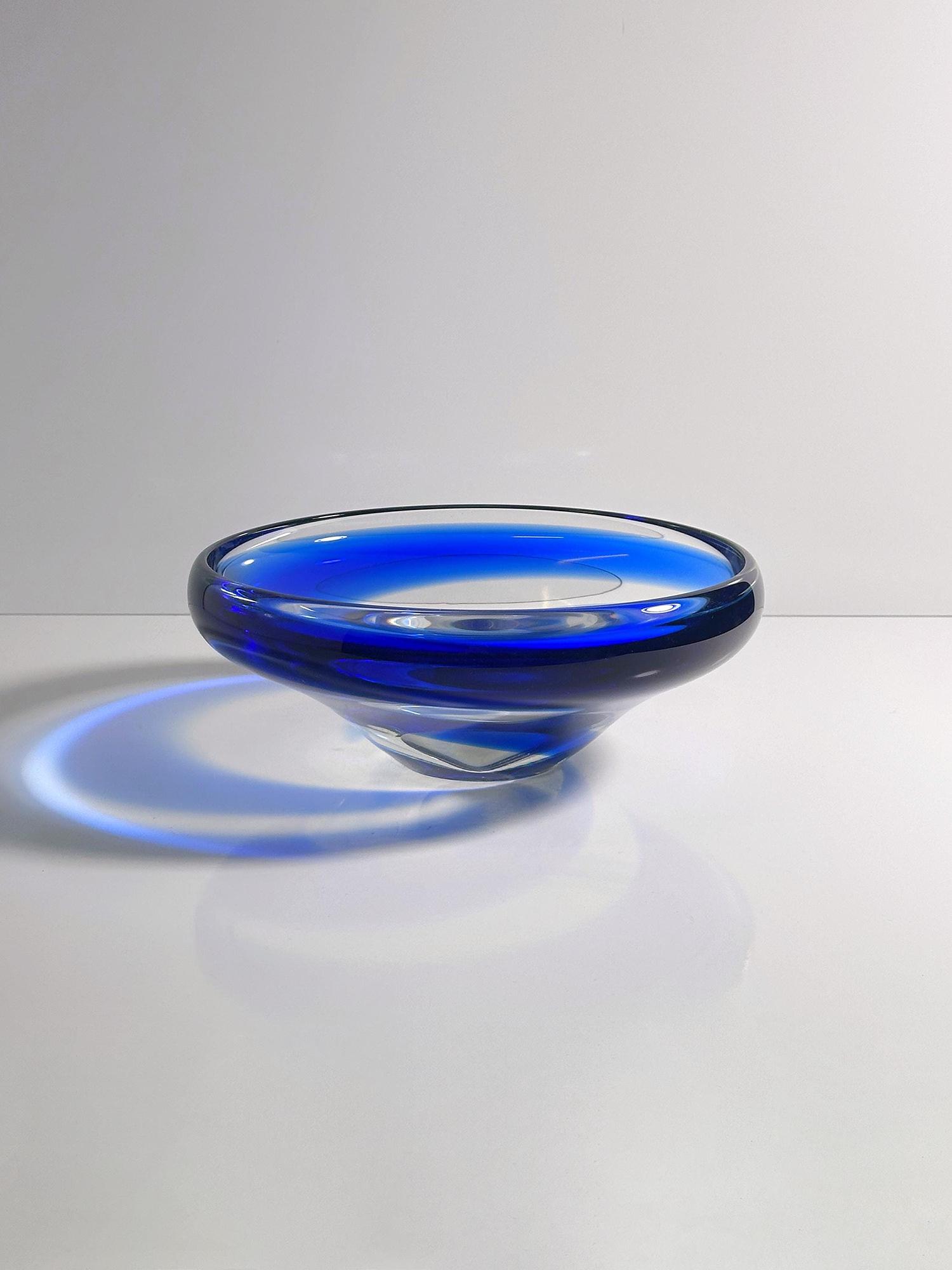 Vintage Schale Glas Blau 1970er Jahre 1