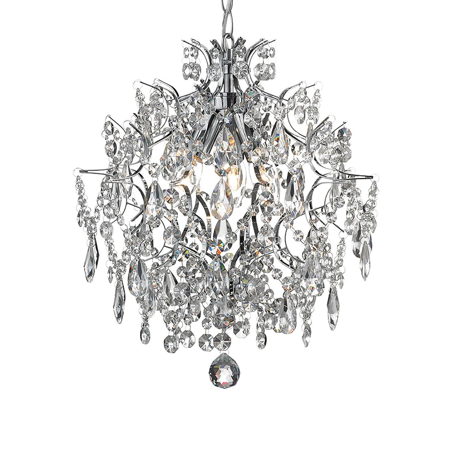 Häringe Kronleuchter Kristallglas Edelstahl 3-flammig 0