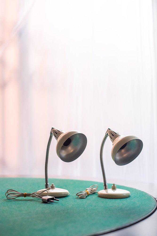 Table lamps set of 2 Beige 1960s 1