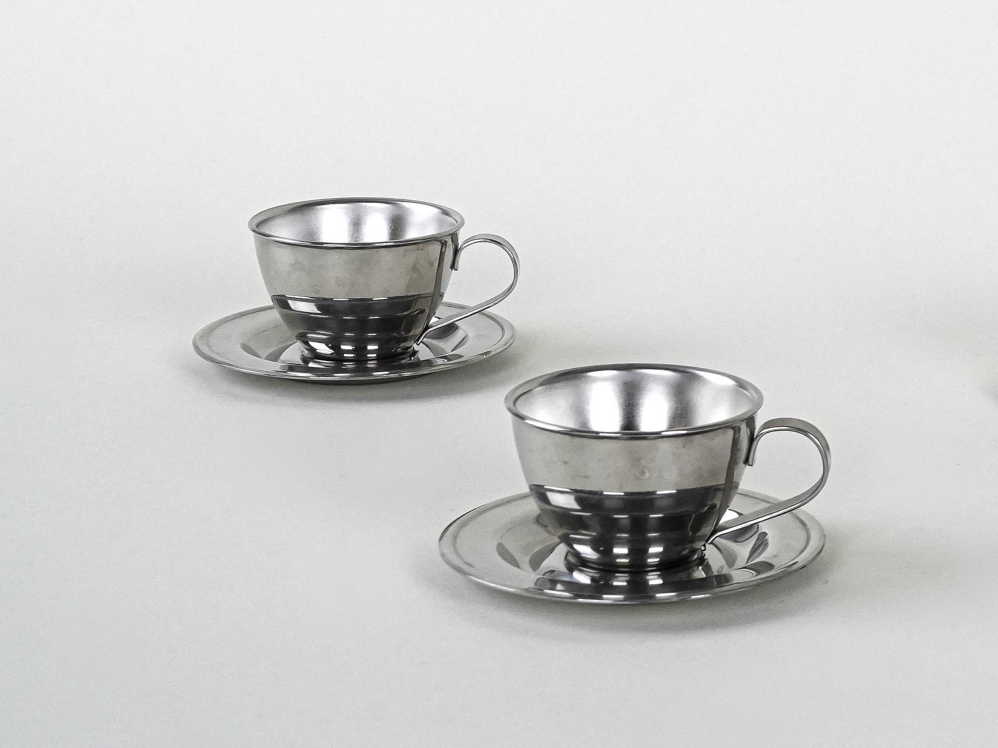 Edelstahlbecher-Set Silber 1980er Jahre 3