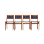 4x Vintage Chair Beech Wood Faux Leather Black 1970s 0