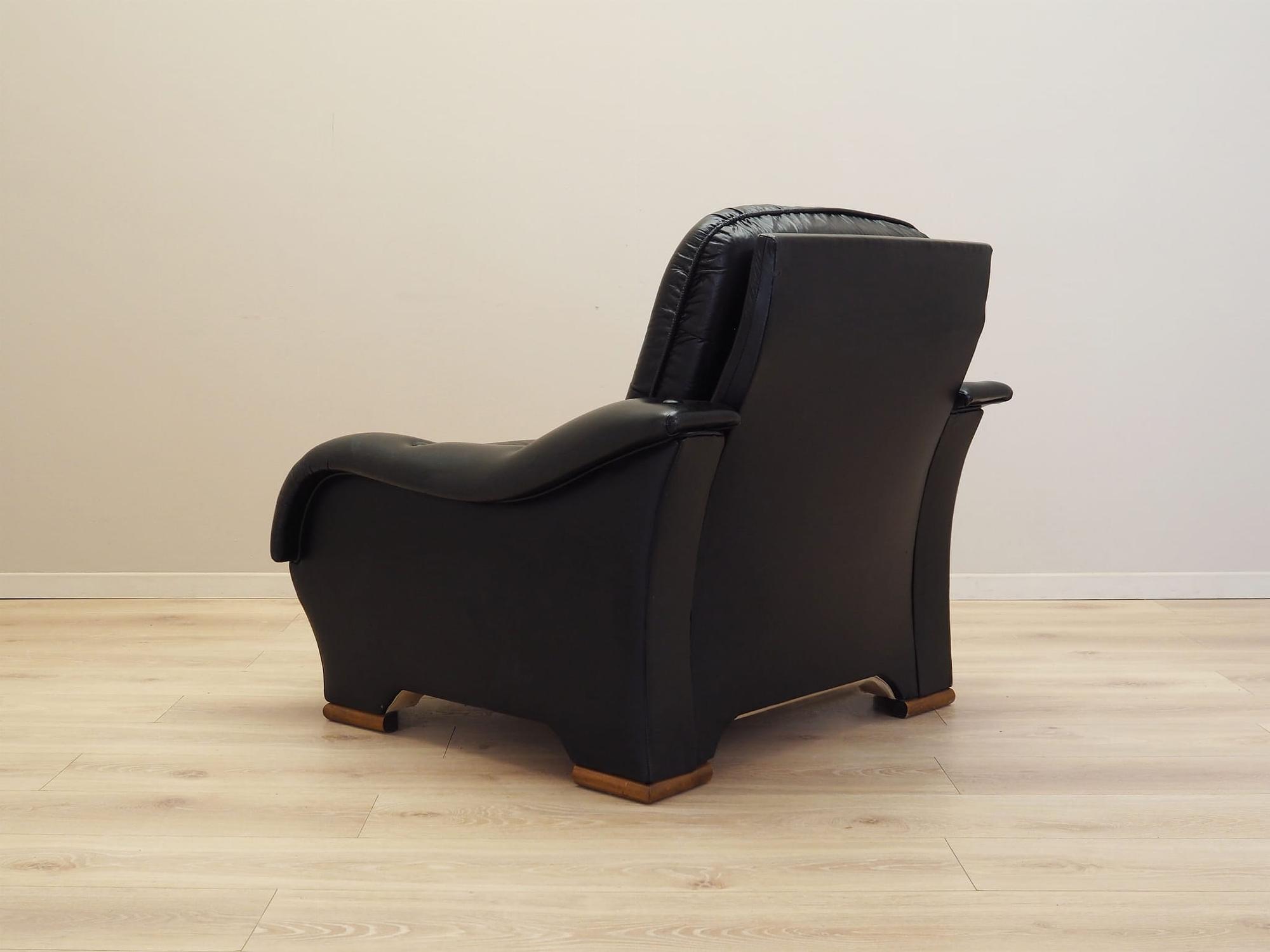 Armchair Faux Leather Black 1980s 7