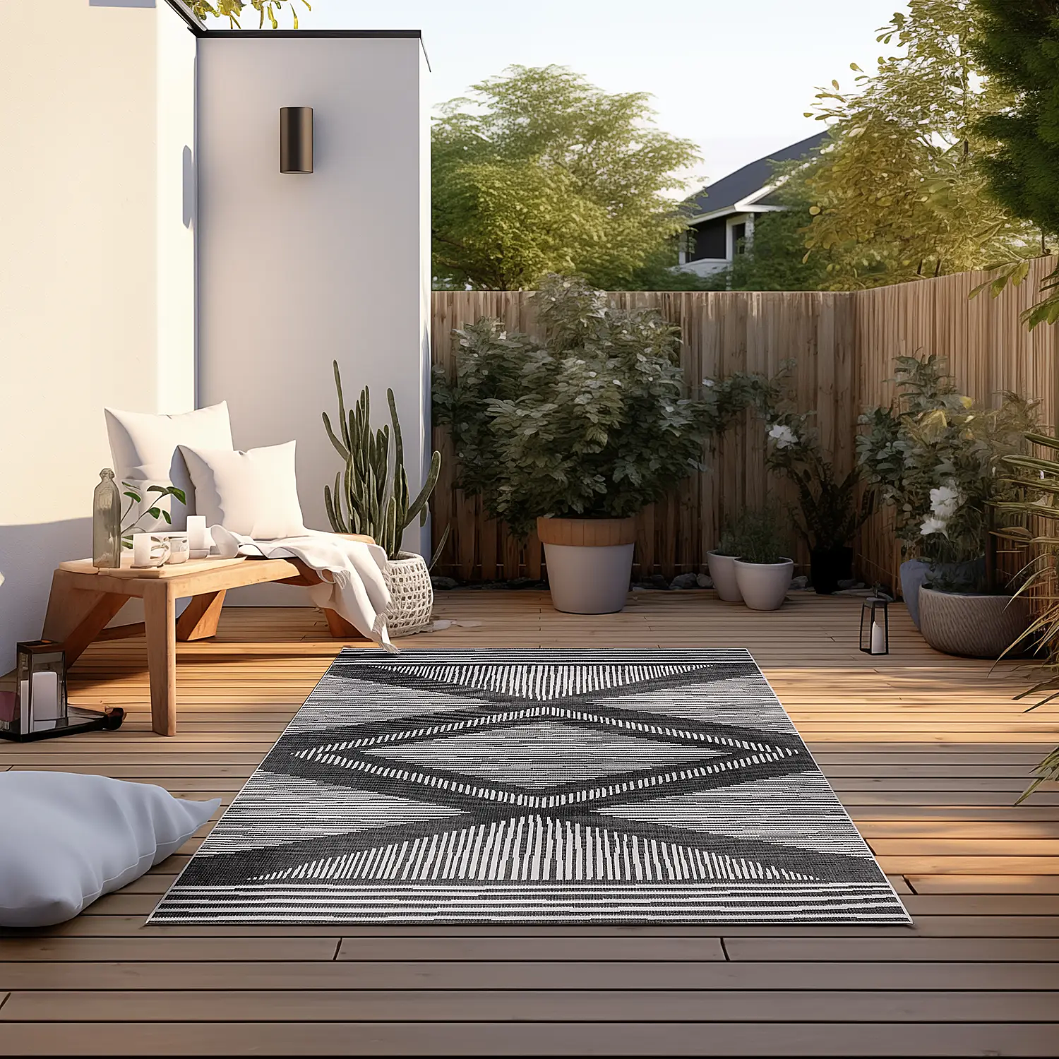 Rhombus In-/Outdoor-Teppich Schwarz 7