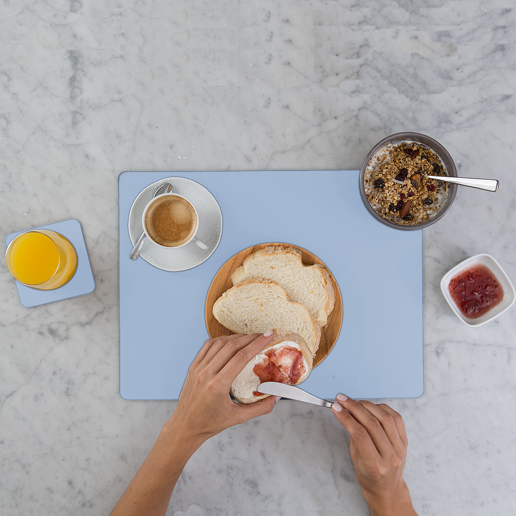 Placemat Rectangular 100% Recycled Leather Light Blue 2