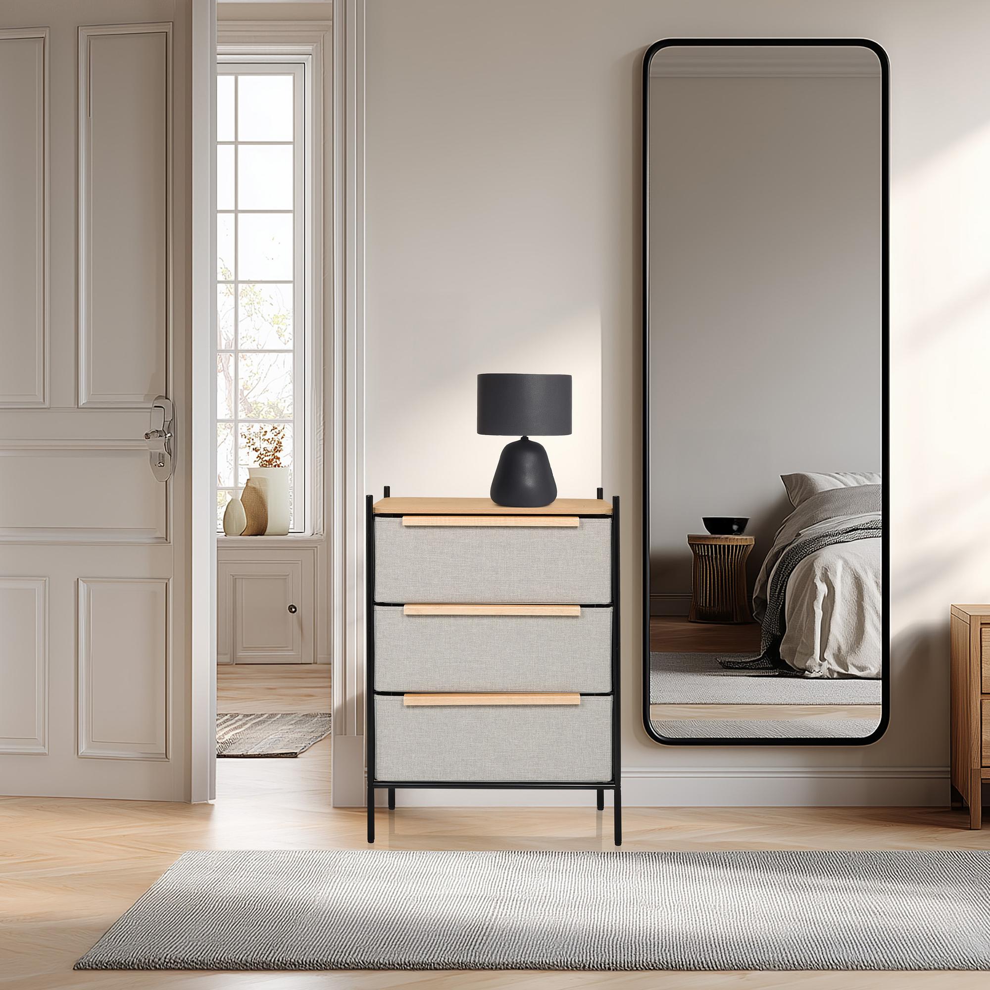 Chest of drawers STUVAR 58x40x79cm 3 drawers taupe hjh LIVING 3