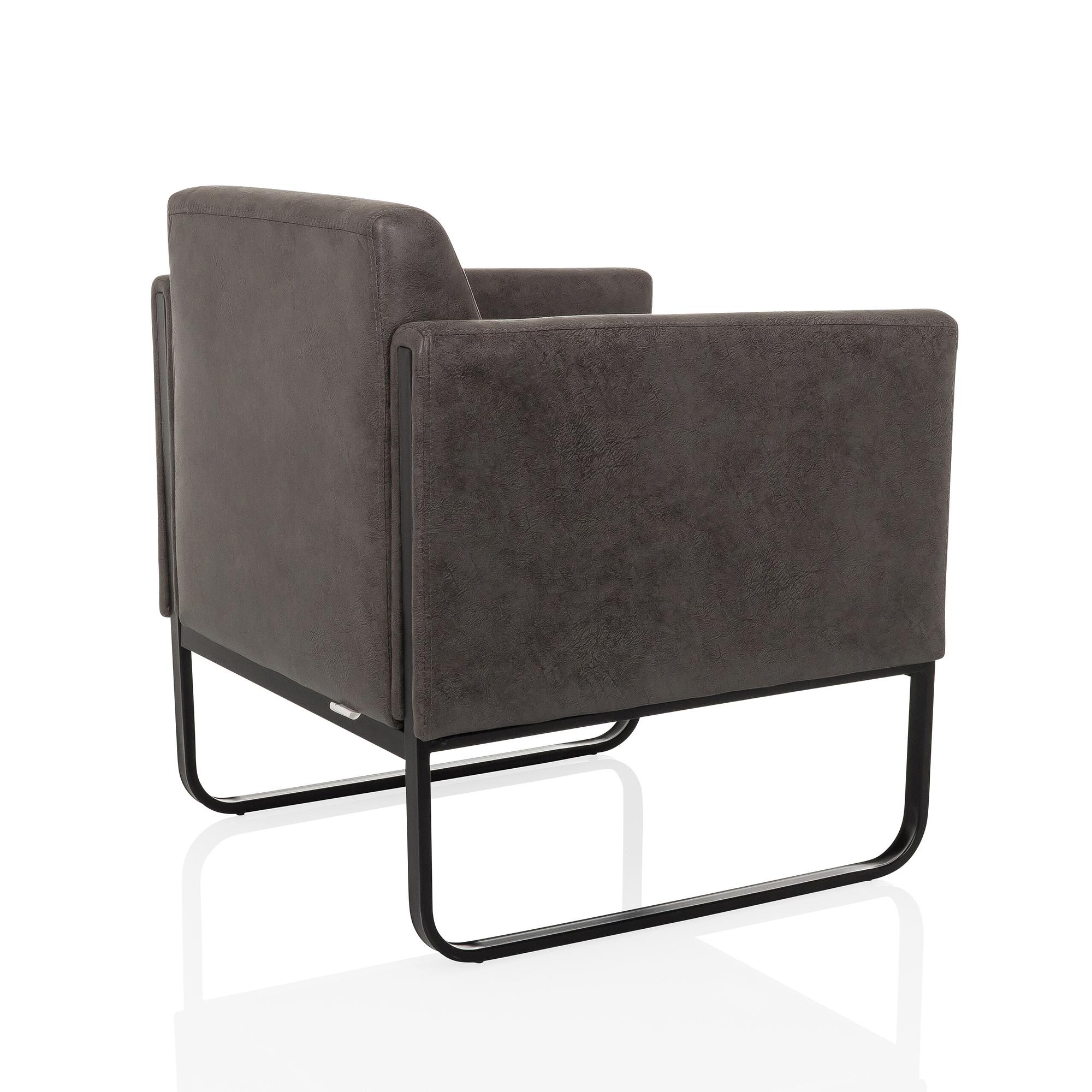 Aruba Retro Loungesessel Kunstleder Grau 6