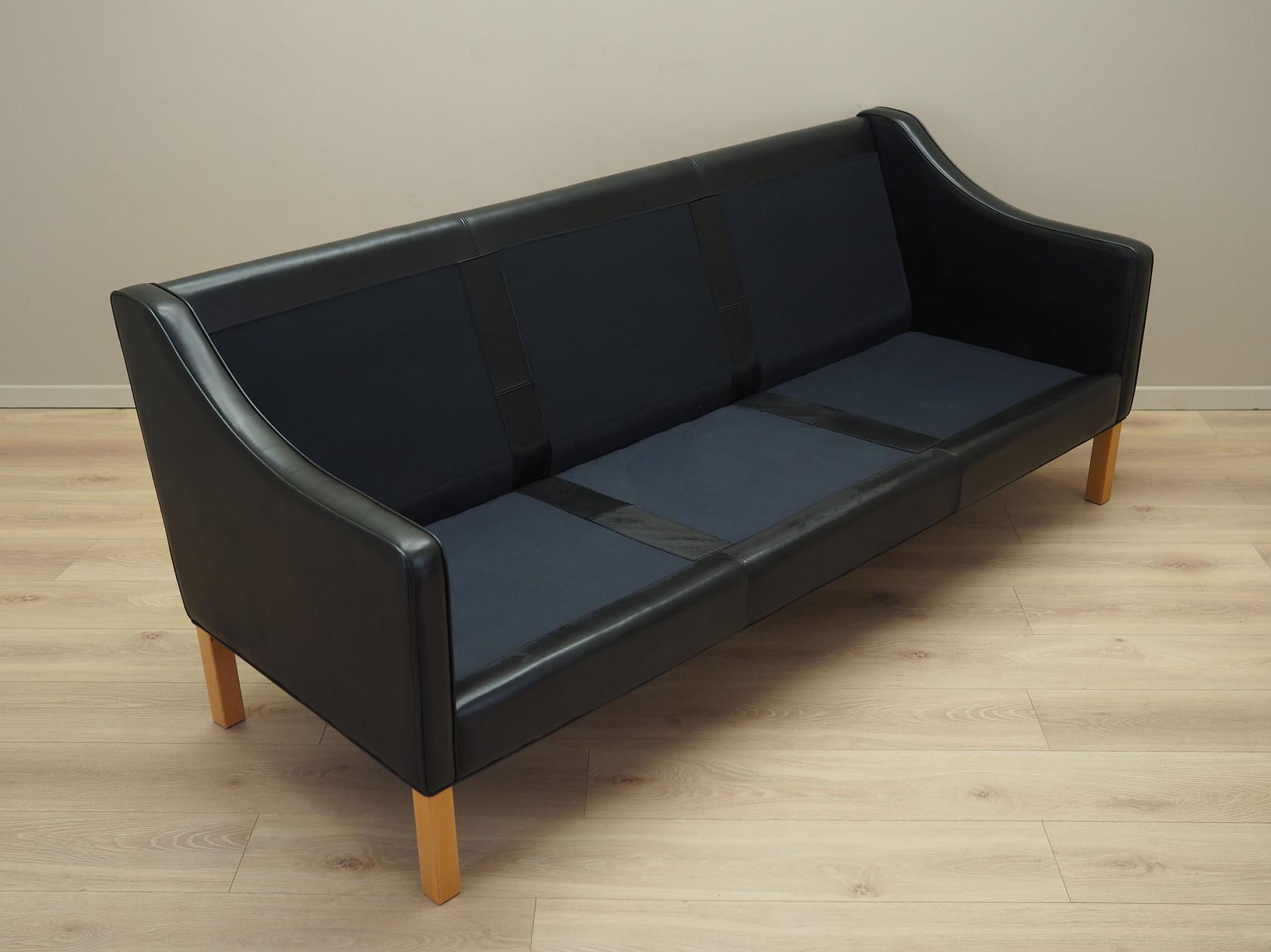 Sofa Leder Schwarz 1970er Jahre  13