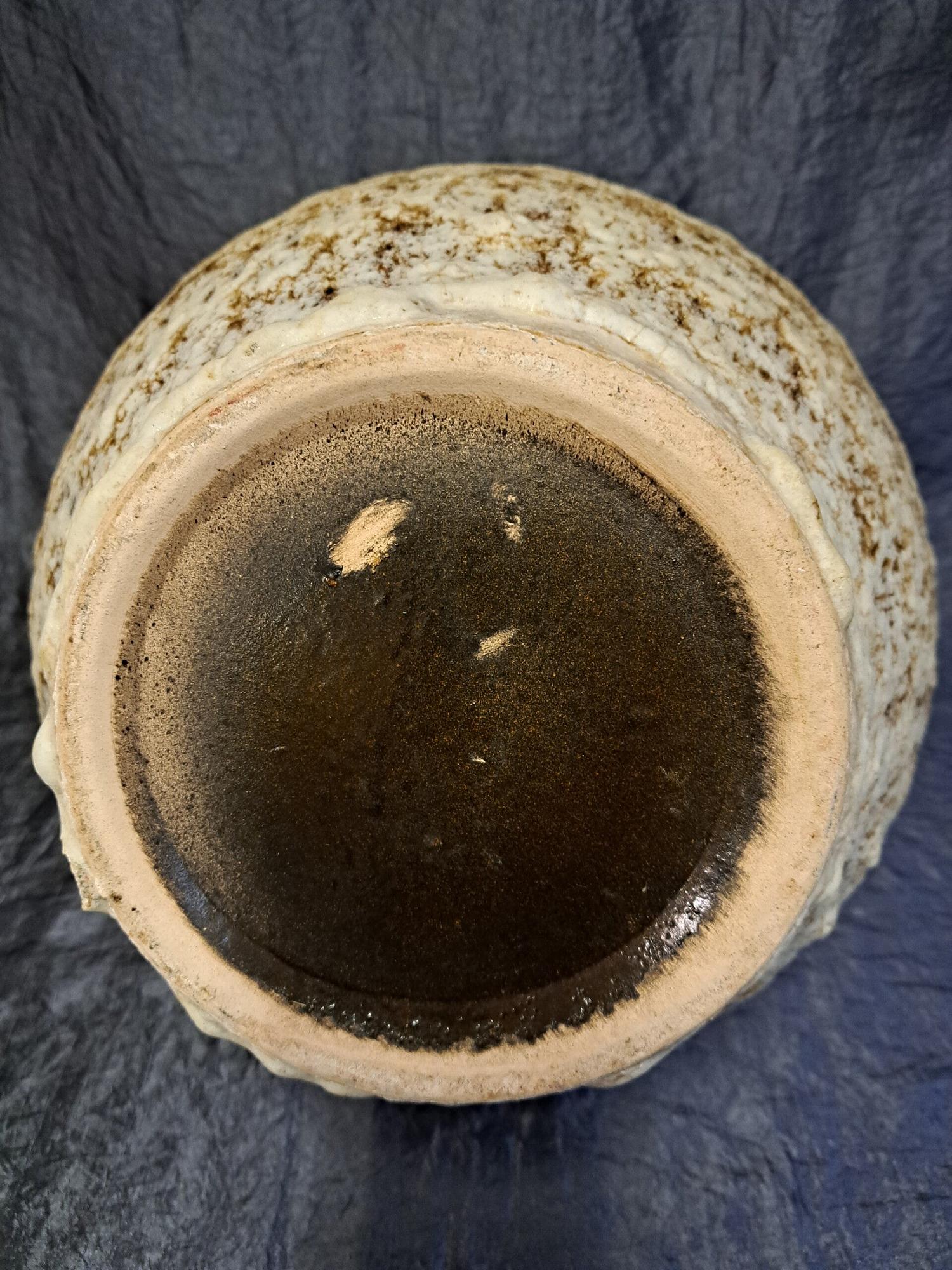 Vintage ceramic vase brown white black 4